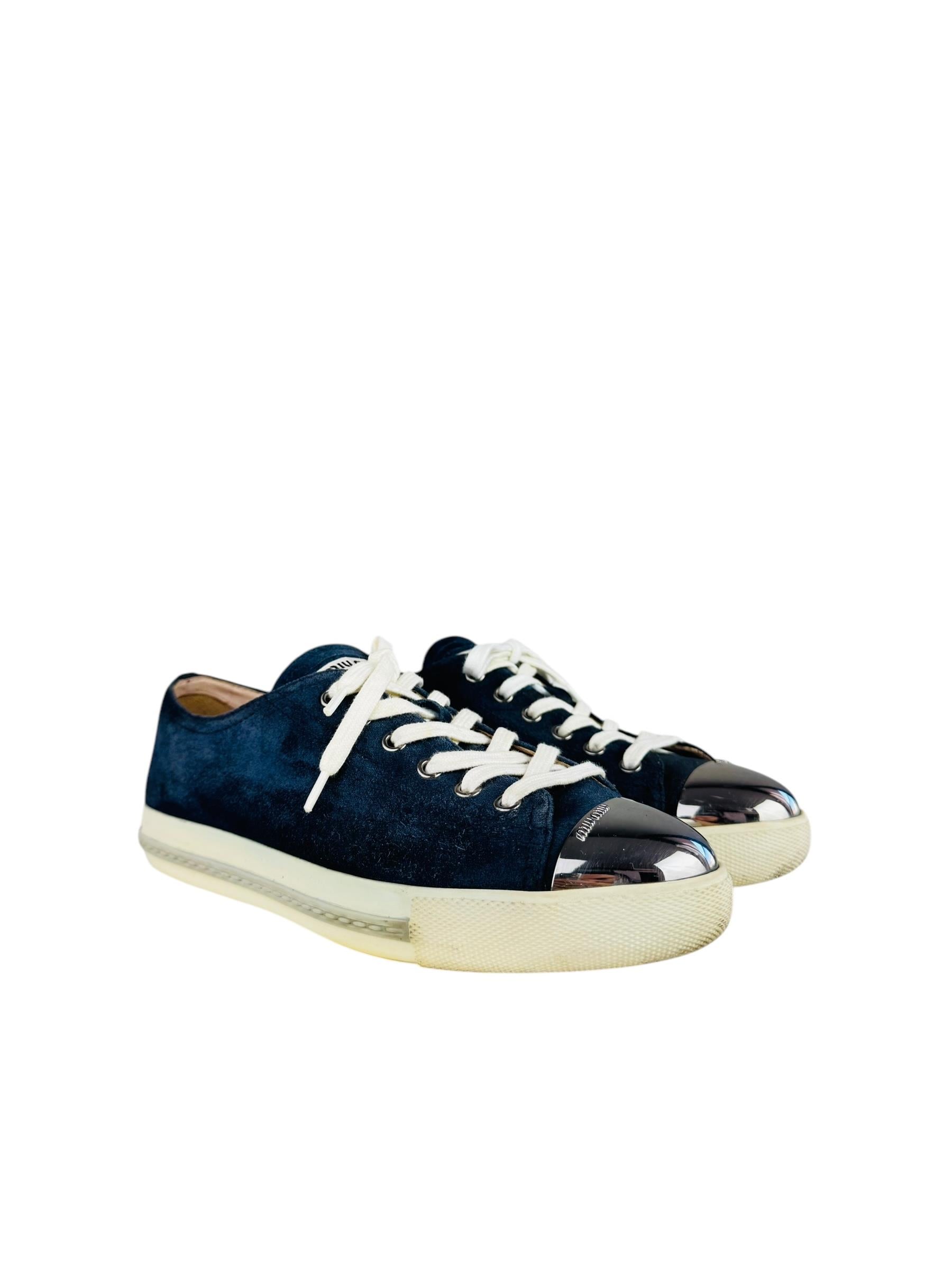MIU MIU NAVY SUEDE SNEAKERS