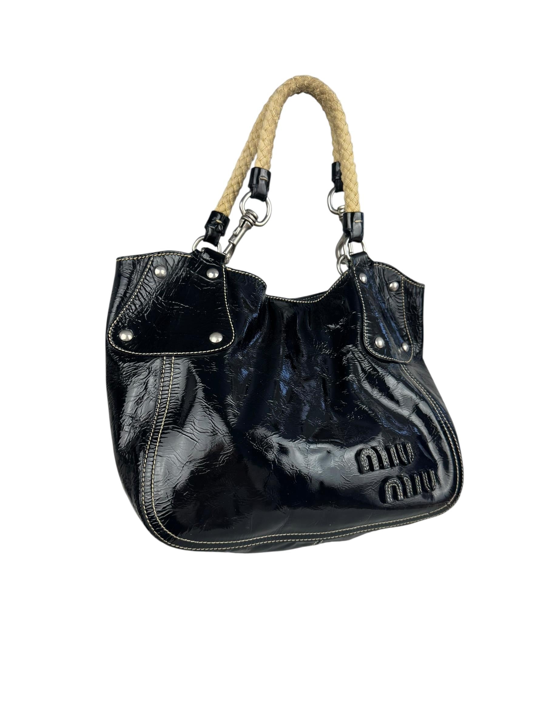 MIU MIU PATENT LEATHER TOTE BAG