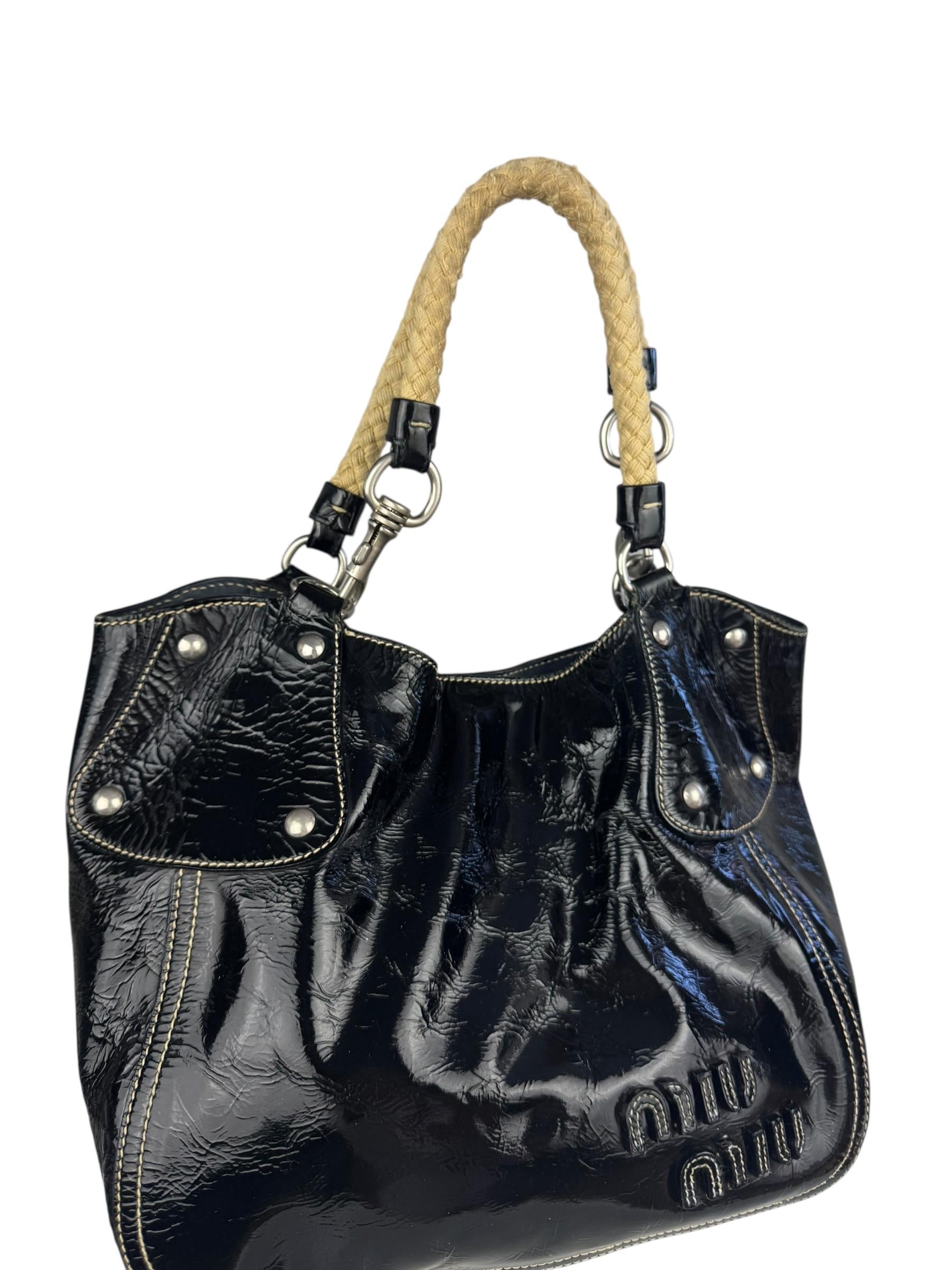 MIU MIU PATENT LEATHER TOTE BAG