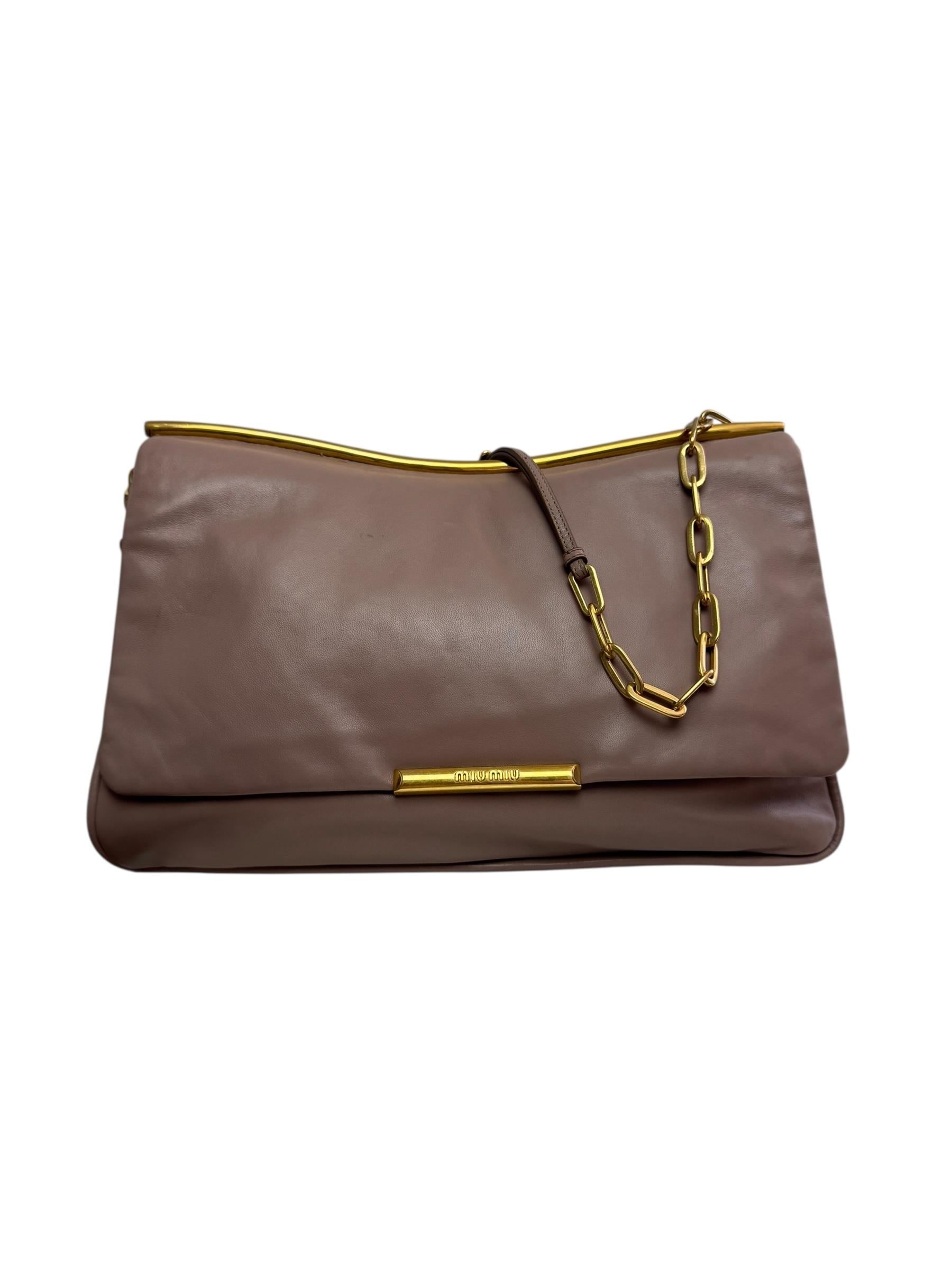 MIU MIU POUDREE LEATHER SHOULDER BAG