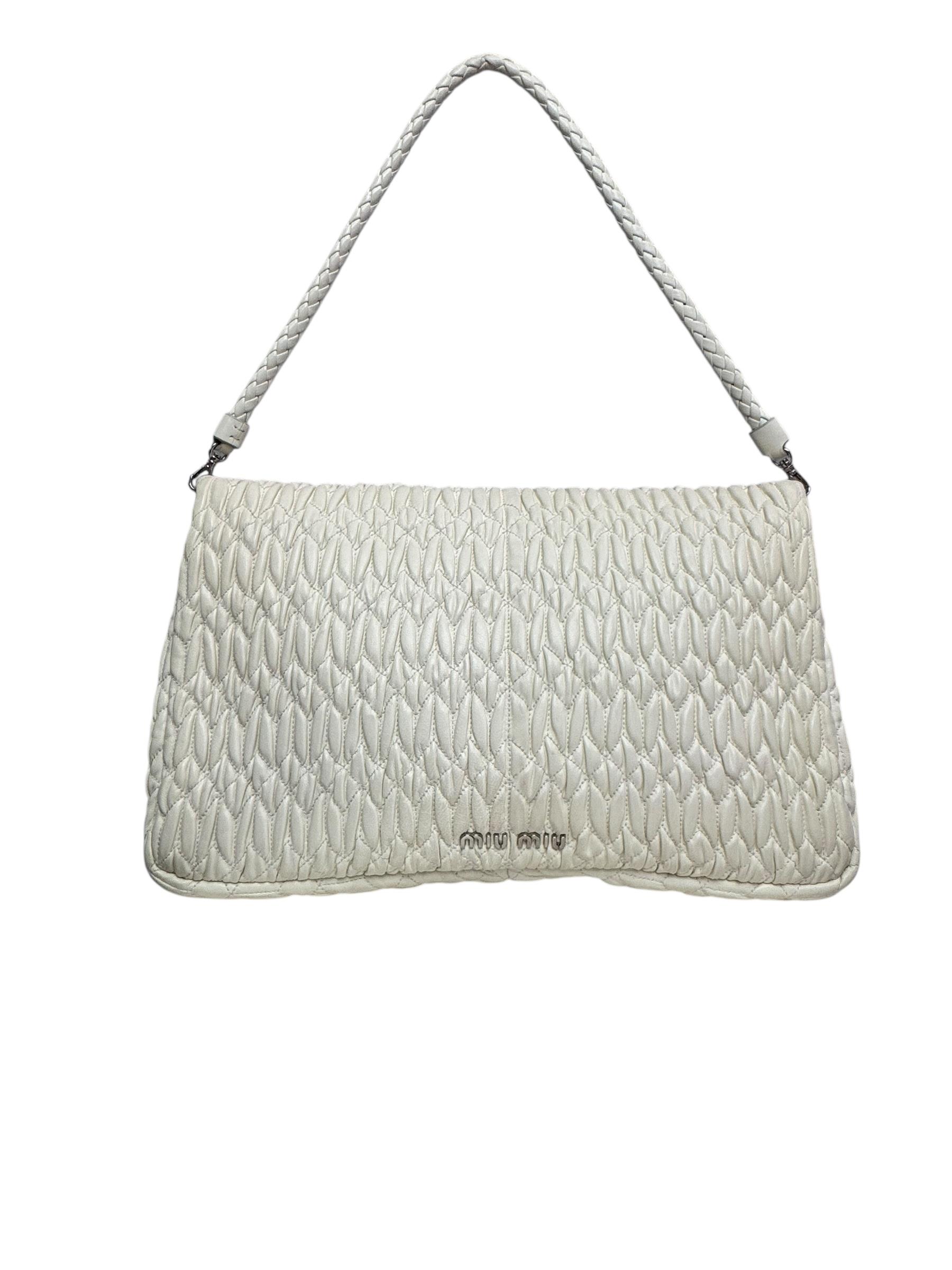 MIU MIU WHITE LEATHER MATELASSE SHOULDER BAG