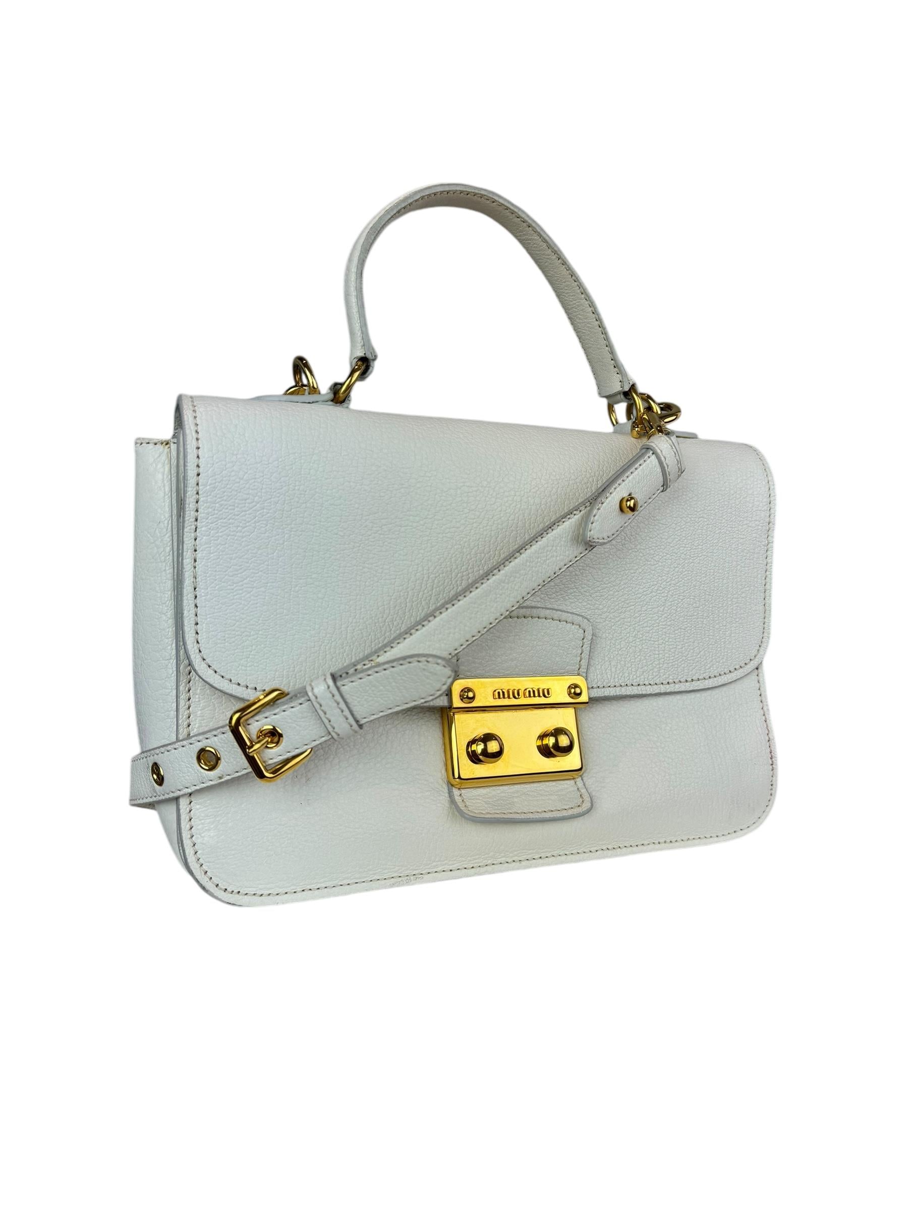 MIU MIU WHITE MADRAS OMUZ CANTASI