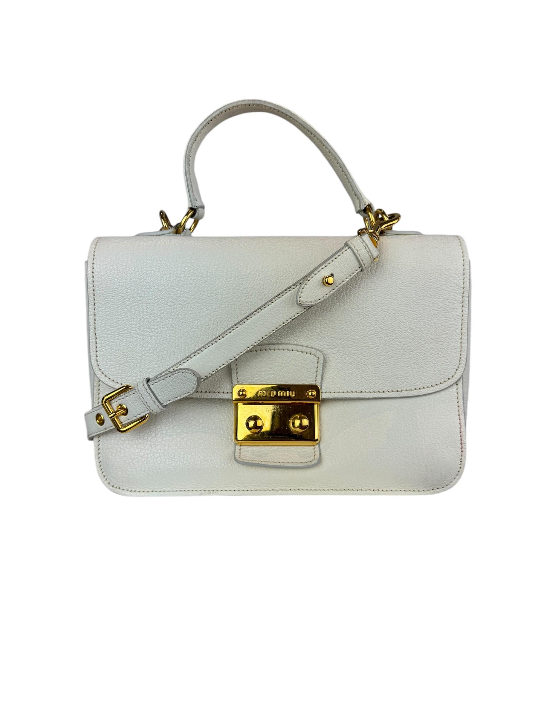 MIU MIU WHITE MADRAS OMUZ CANTASI