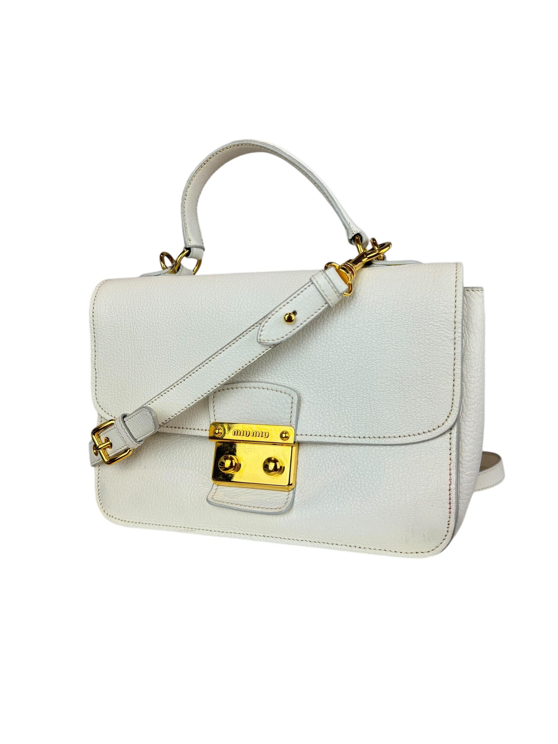 MIU MIU WHITE MADRAS OMUZ CANTASI