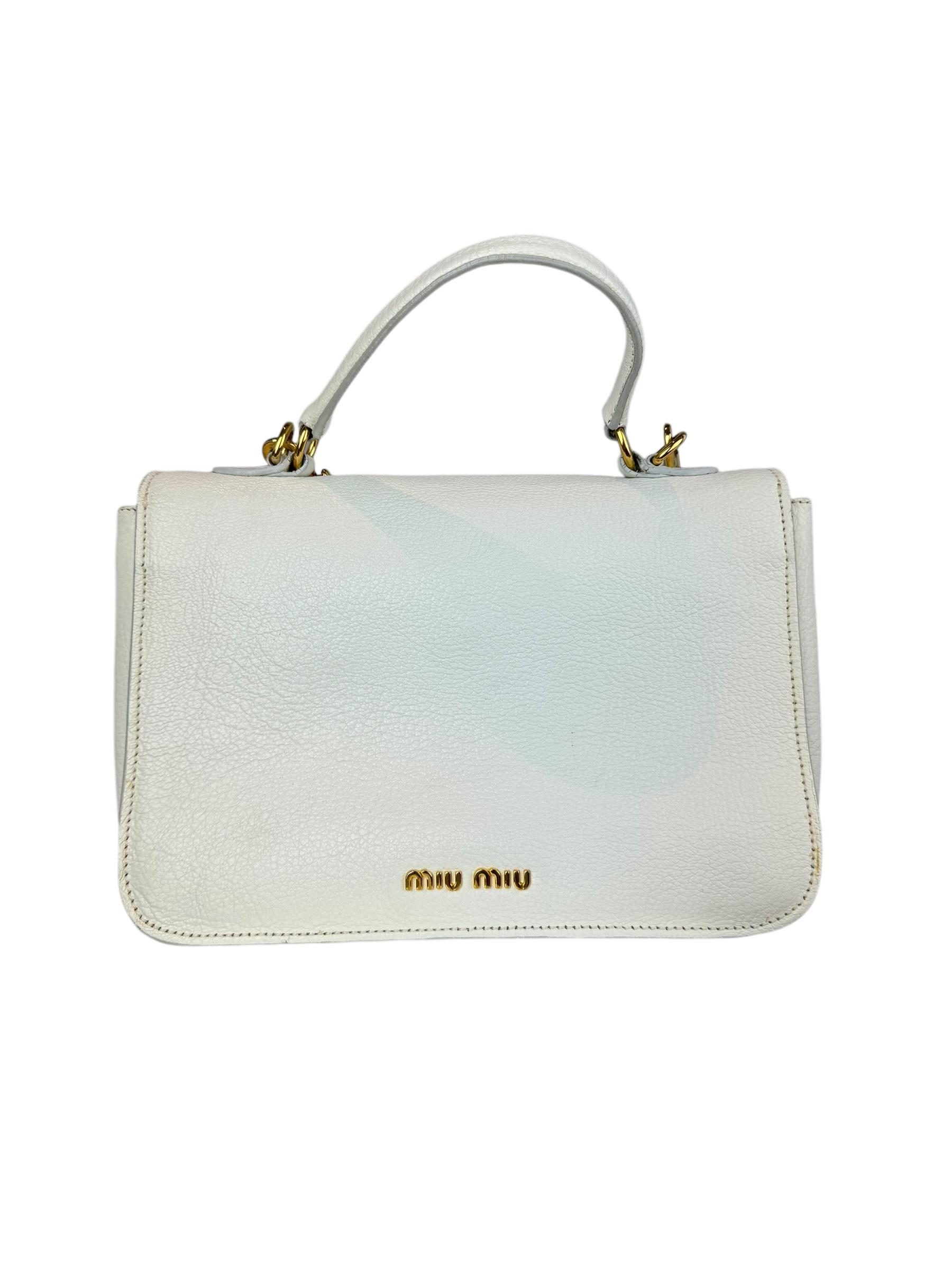 MIU MIU WHITE MADRAS OMUZ CANTASI
