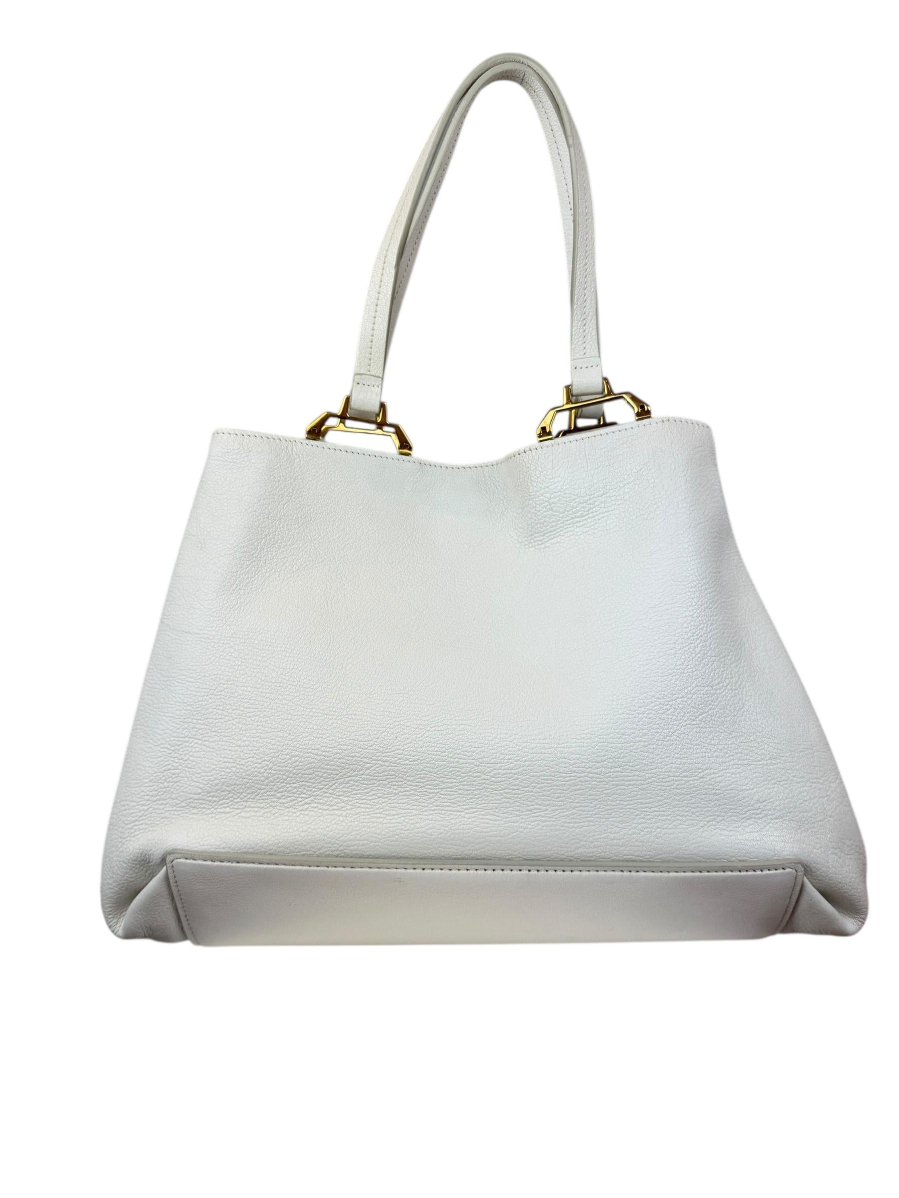 MIU MIU WHITE MADRAS TOTE BAG