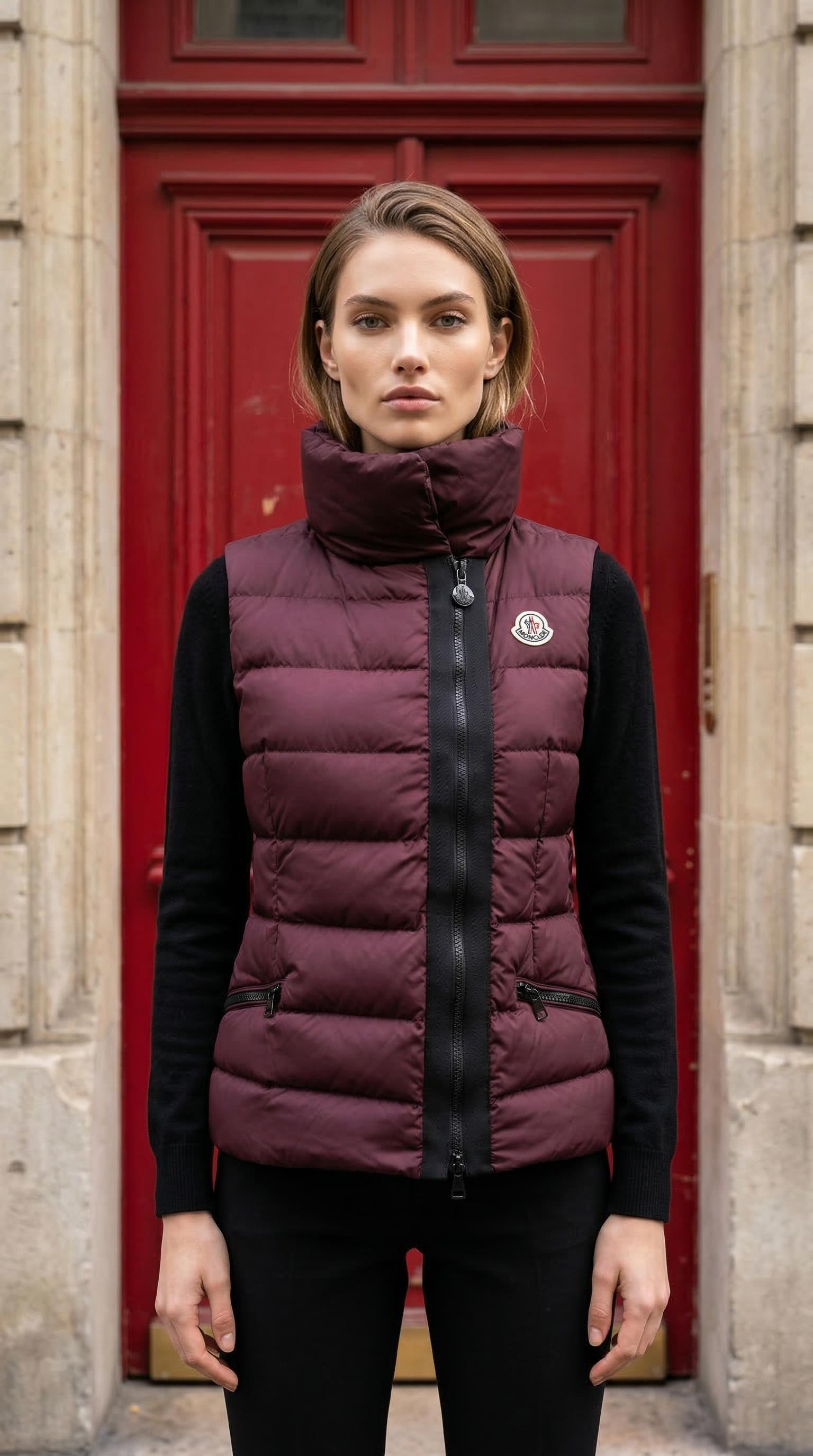 MONCLER BURGUNDY LABAS PUFFER GILET