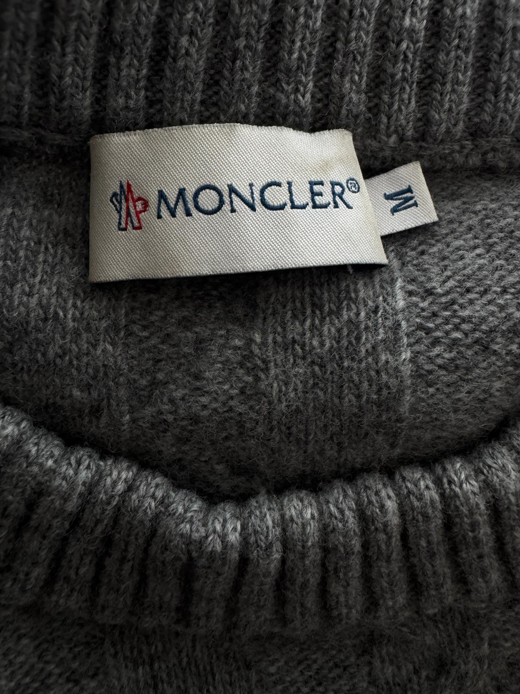 MONCLER GRAY WOOL TRICOT SWEATER