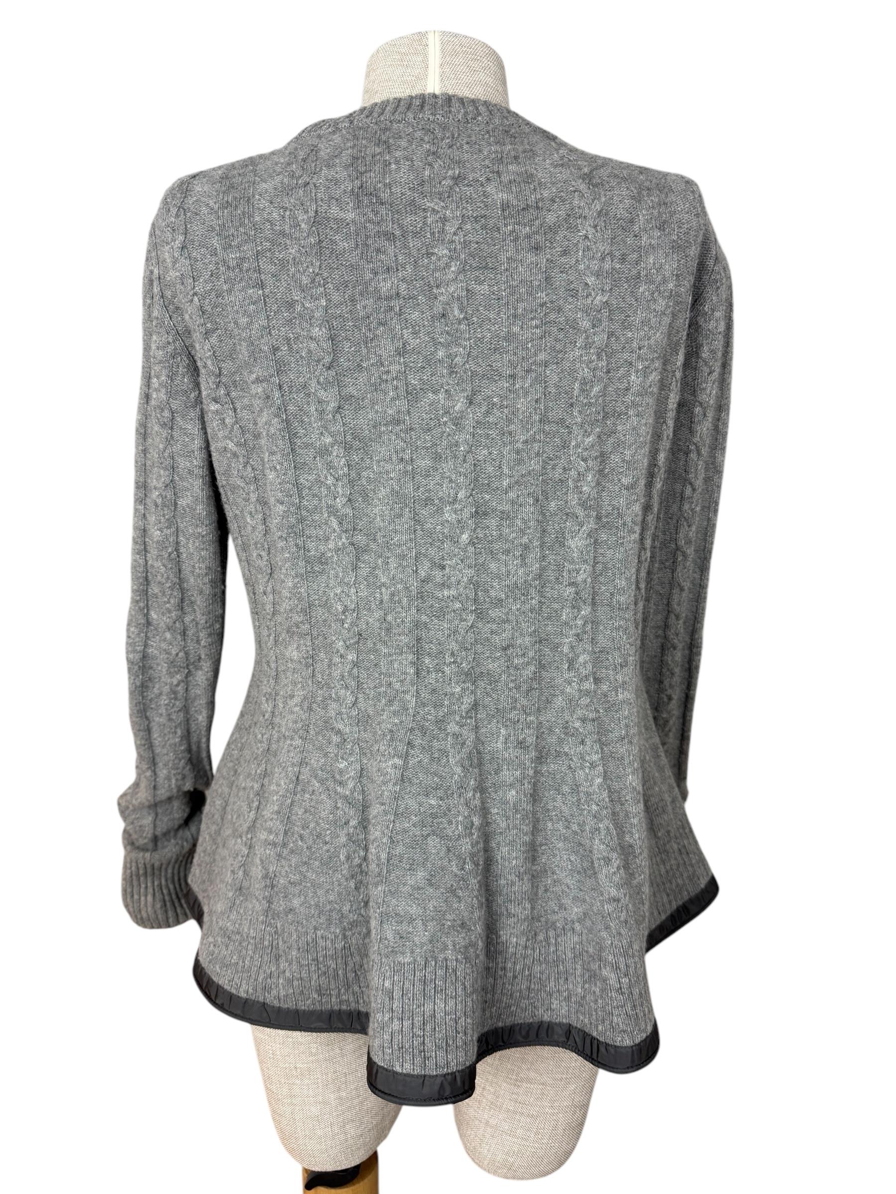 MONCLER GRAY WOOL TRICOT SWEATER