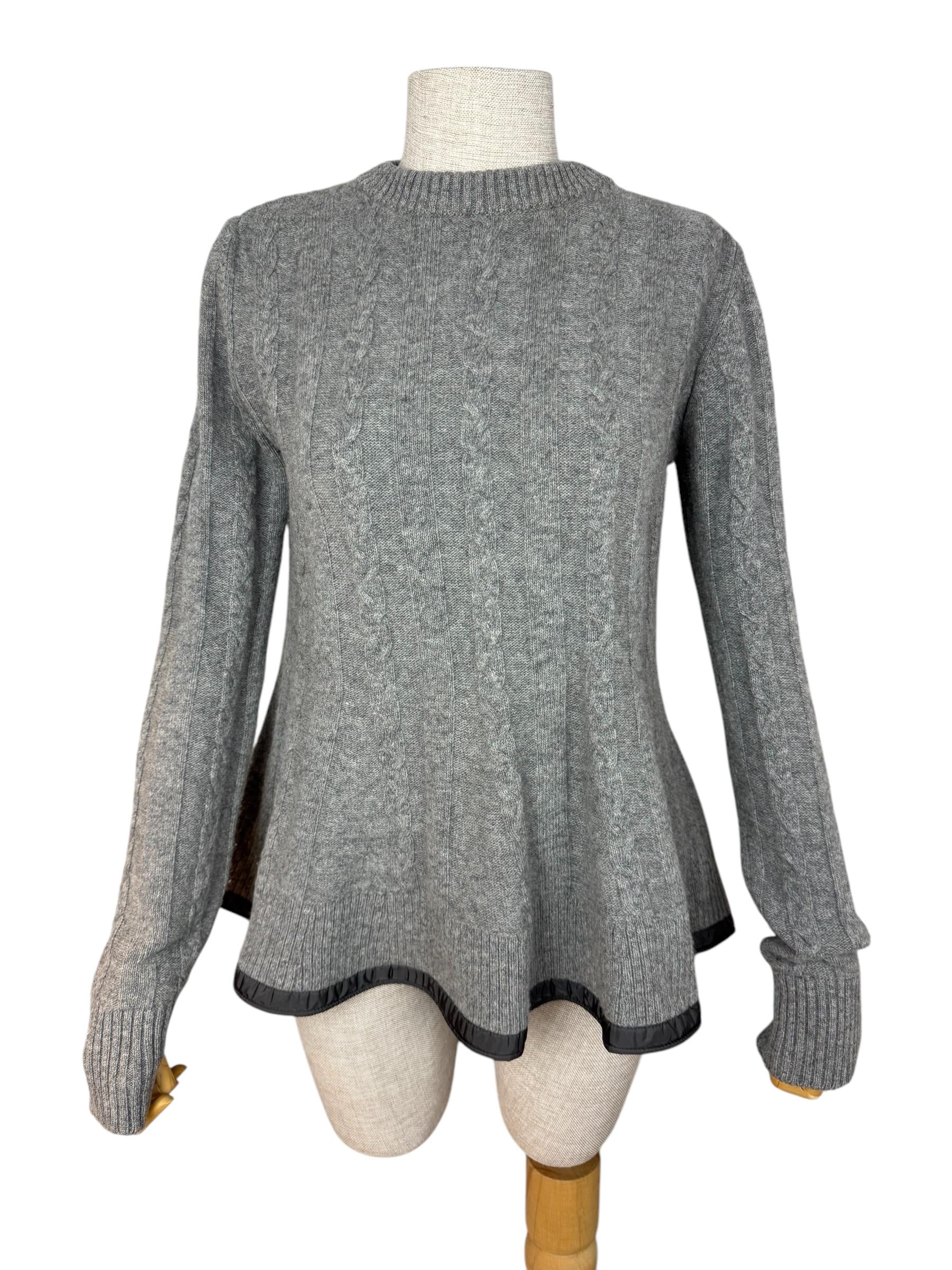 MONCLER GRAY WOOL TRICOT SWEATER