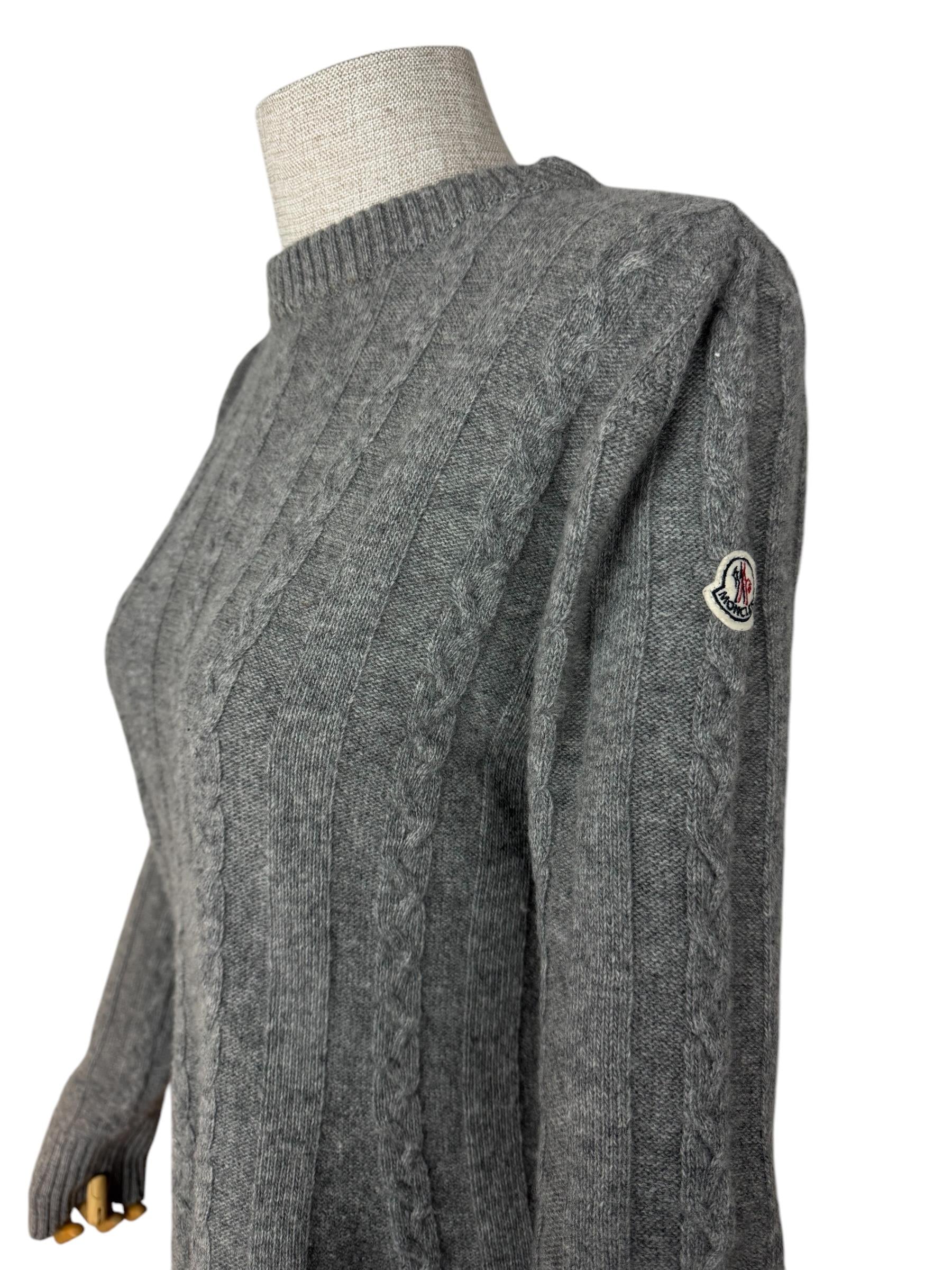 MONCLER GRAY WOOL TRICOT SWEATER