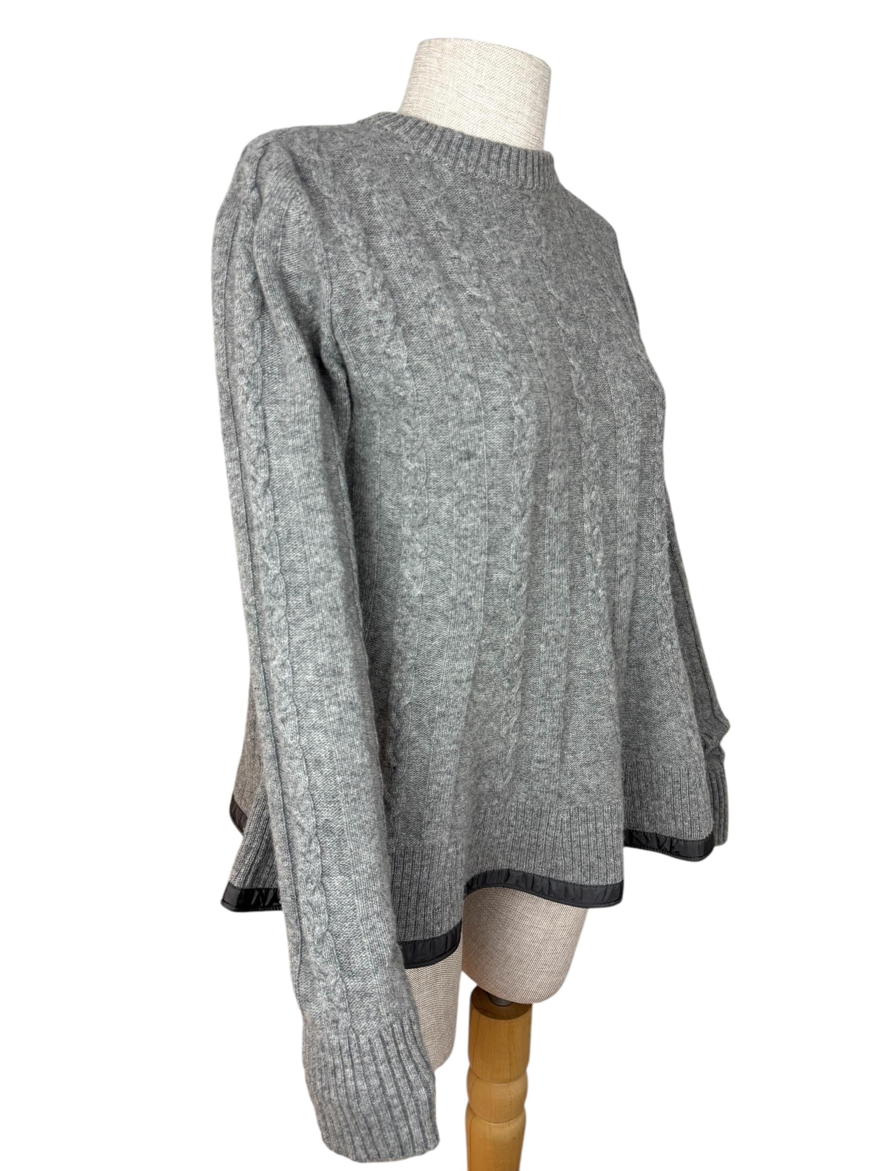 MONCLER GRAY WOOL TRICOT SWEATER