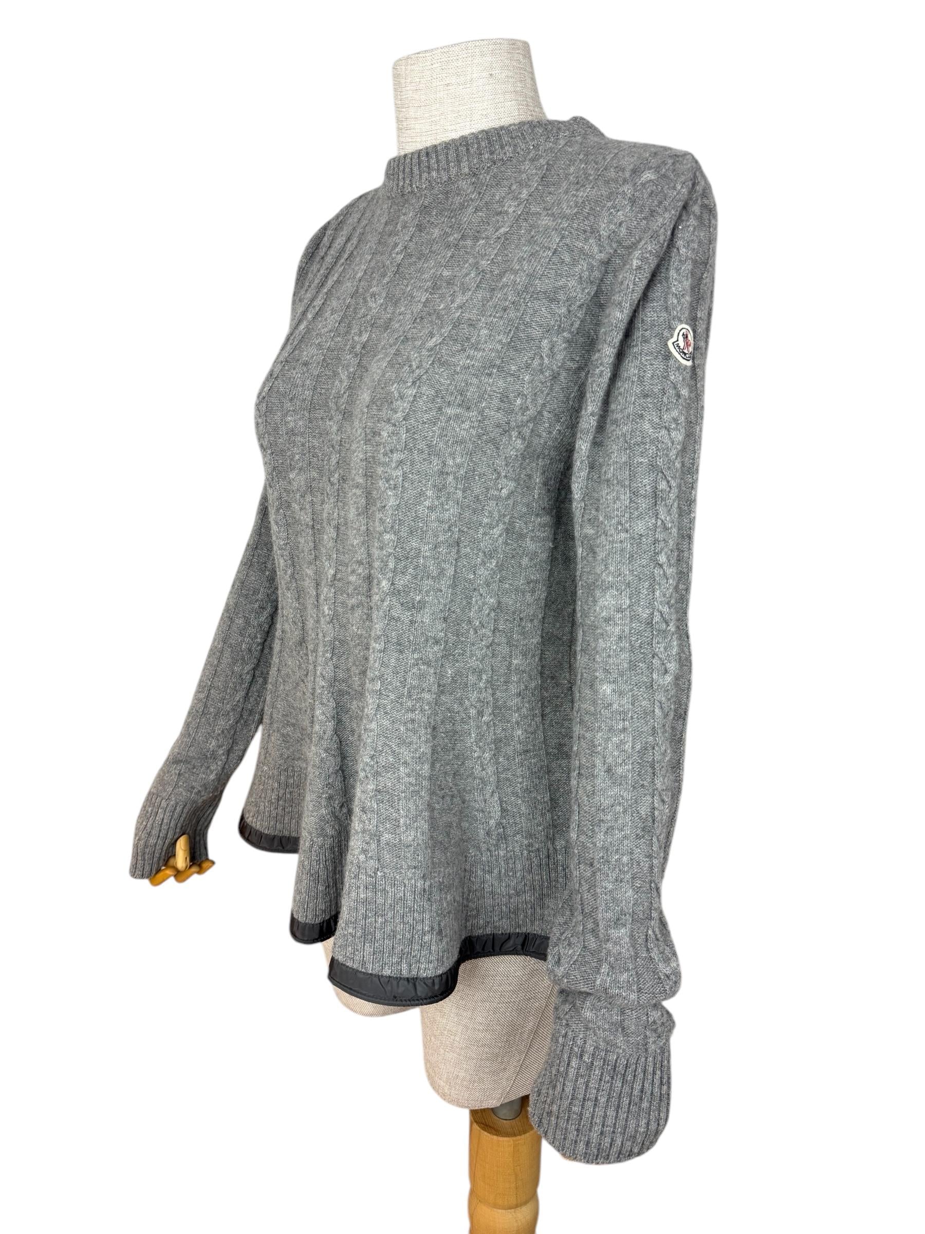 MONCLER GRAY WOOL TRICOT SWEATER