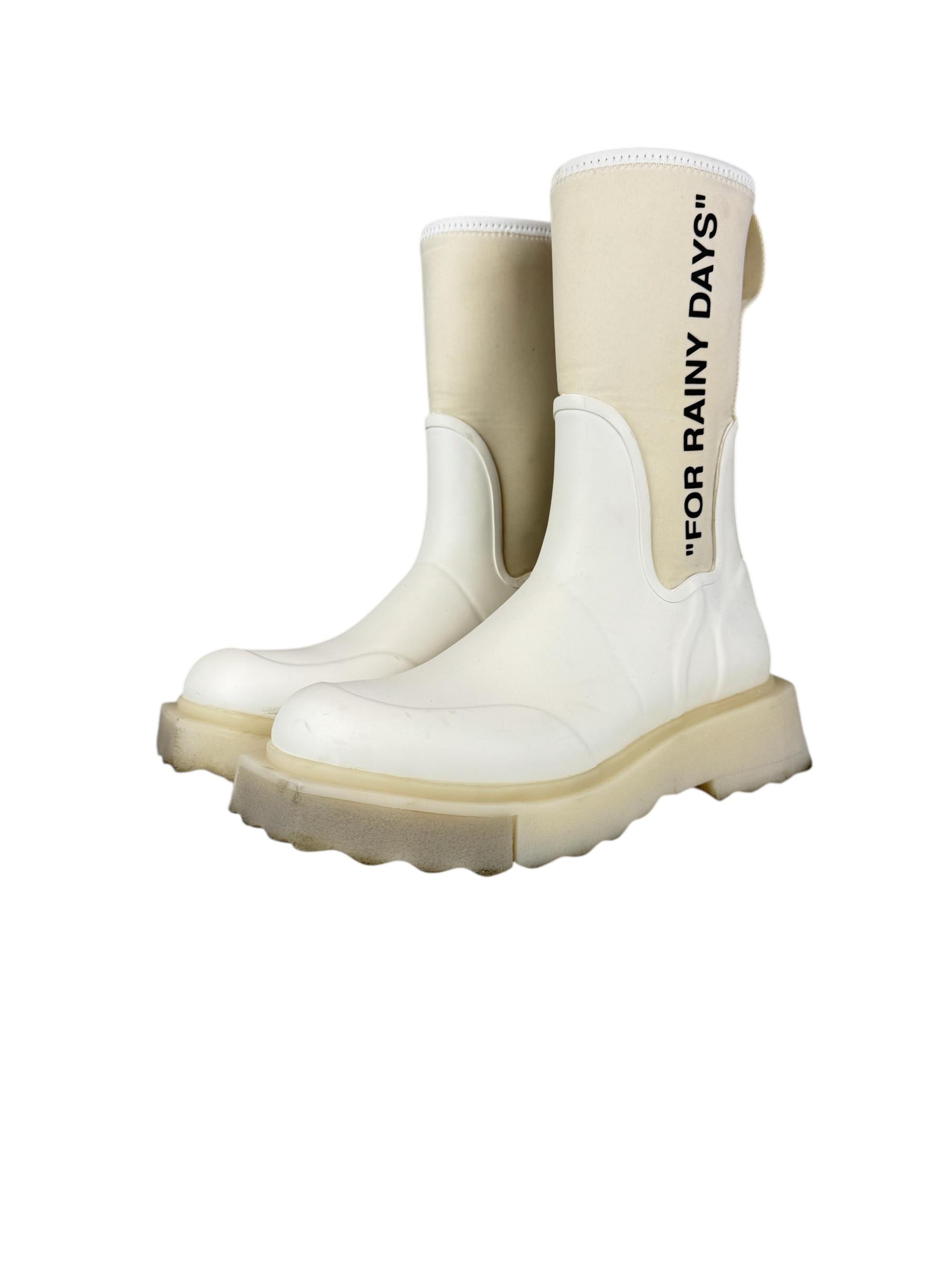 OFF WHITE RUBBER RAIN BOOTS