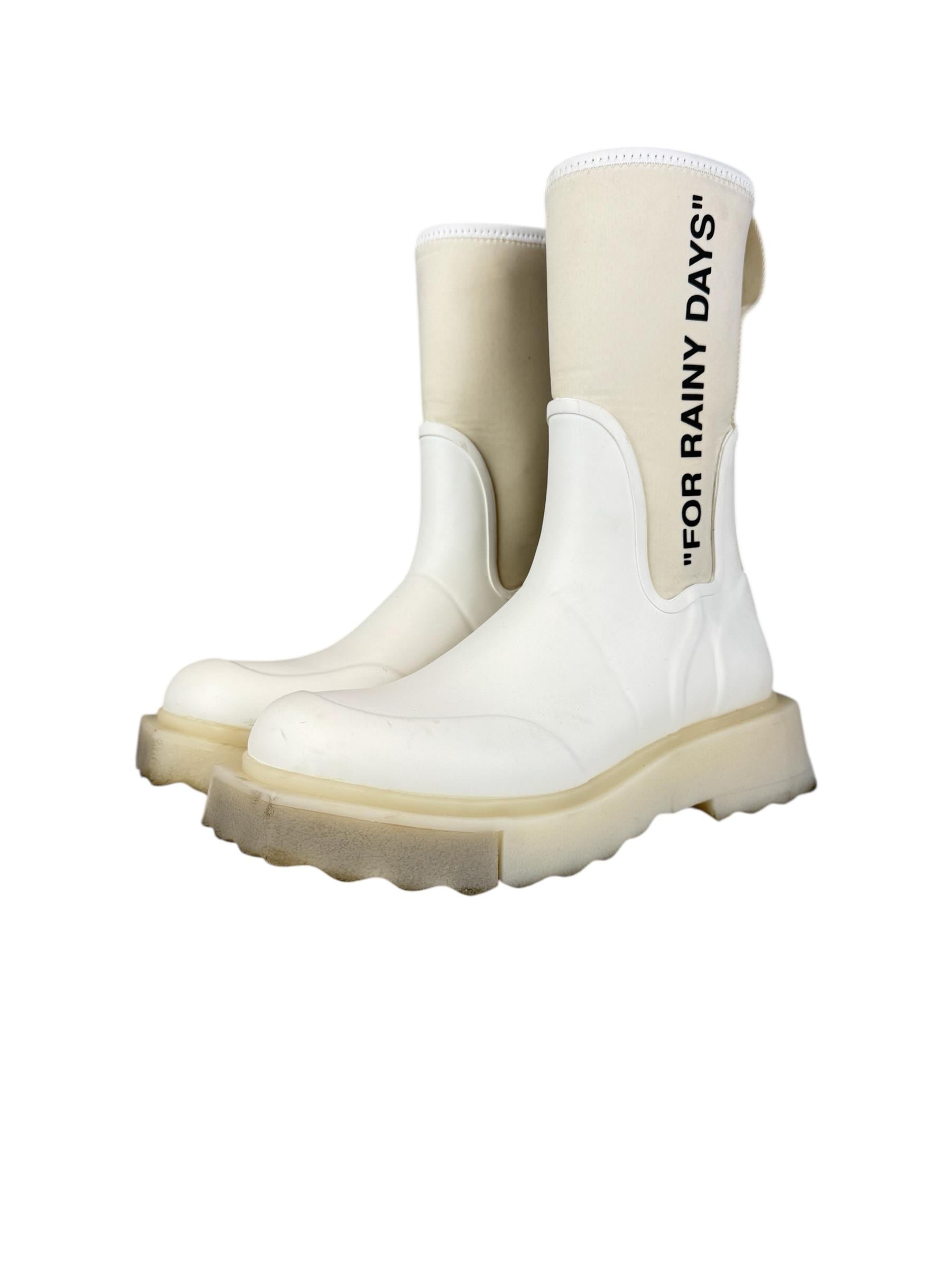 OFF WHITE RUBBER RAIN BOOTS