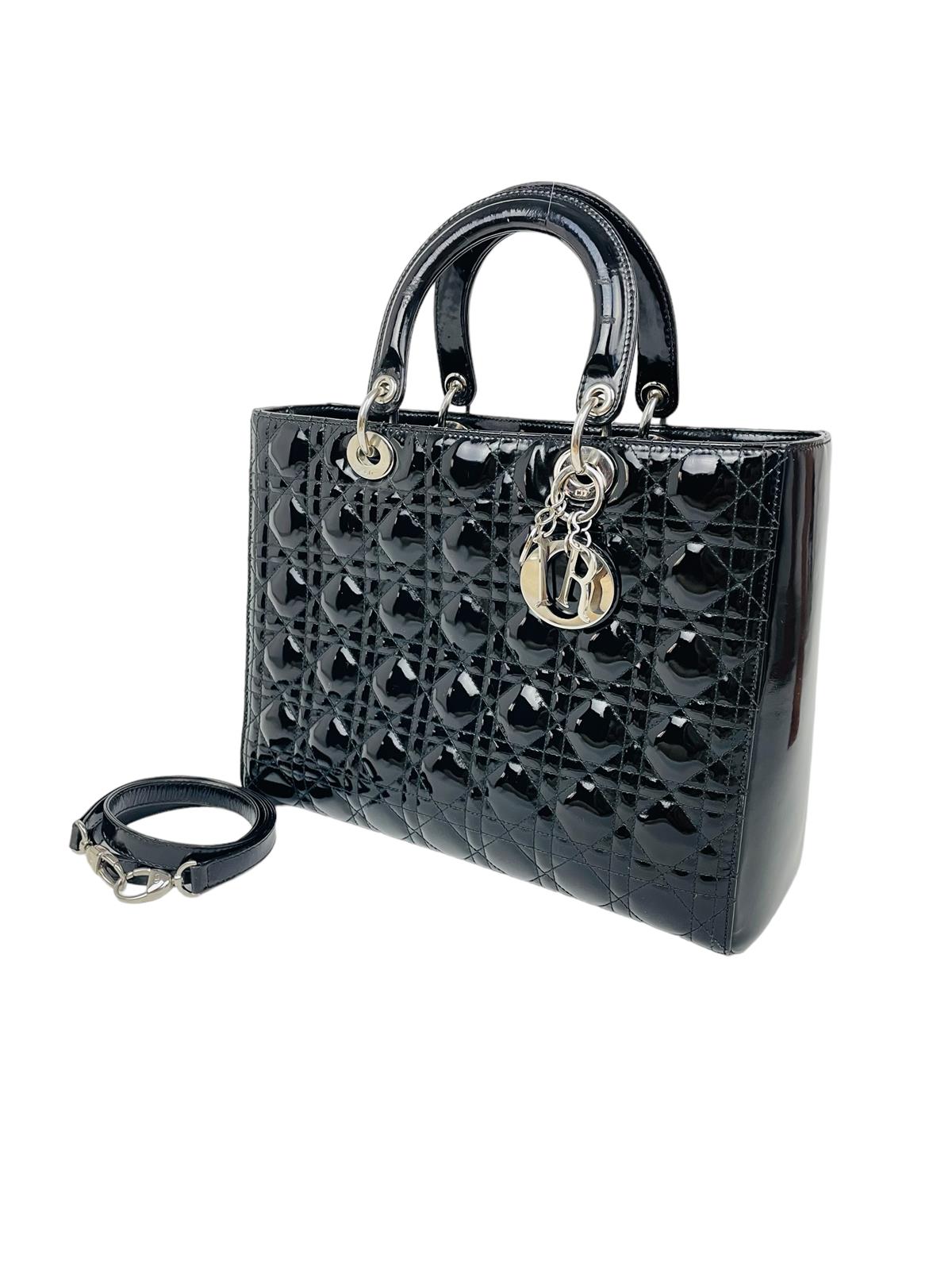 PATENT LEATHER LADY DIOR HANDBAG