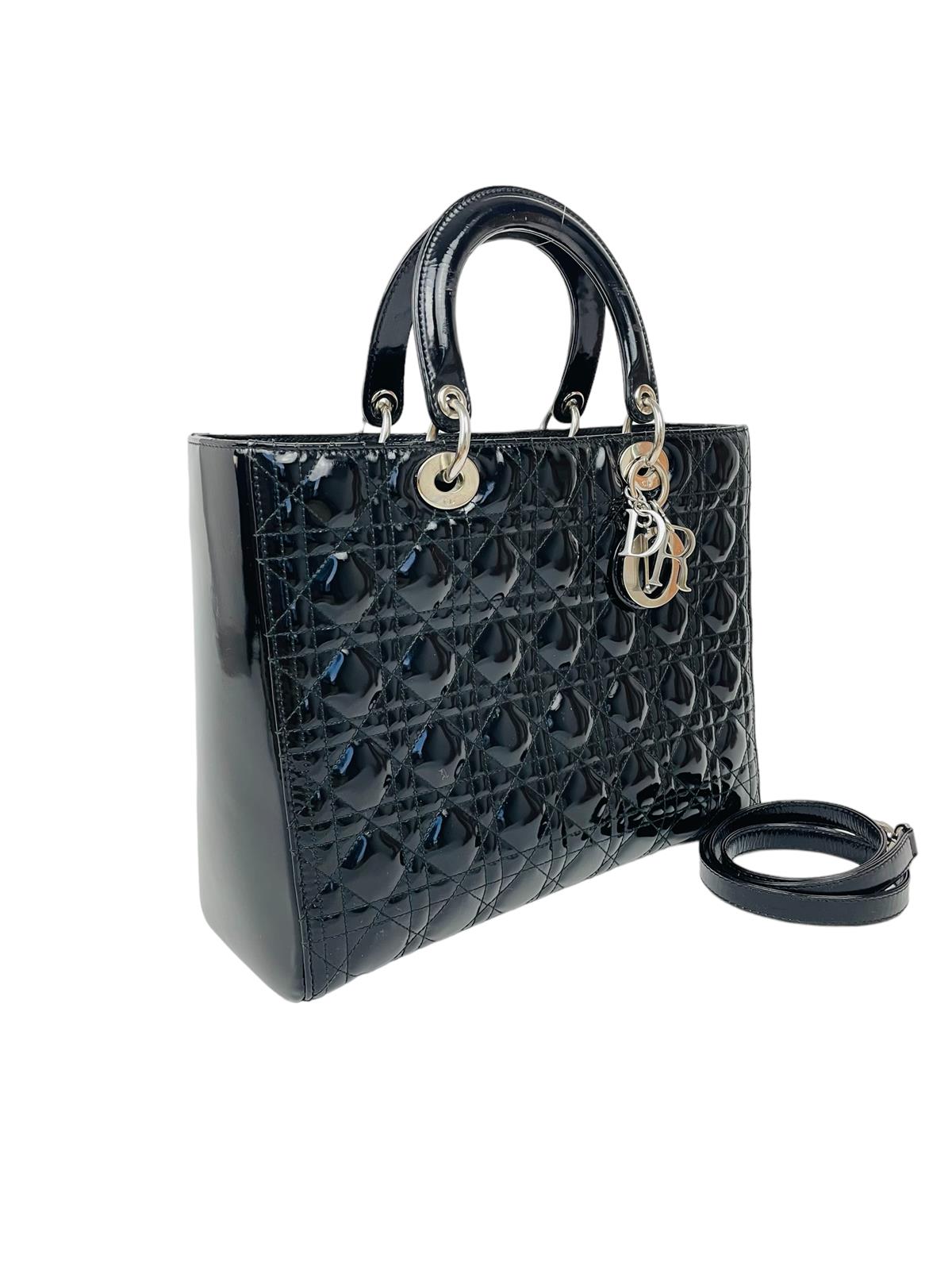 PATENT LEATHER LADY DIOR HANDBAG