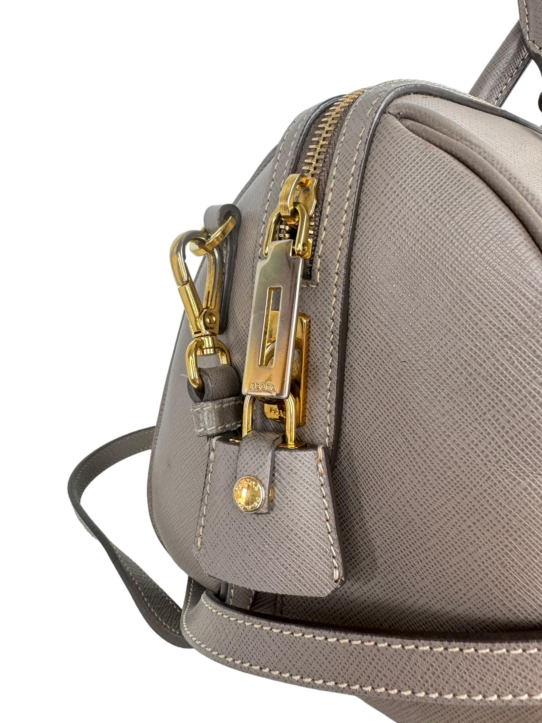PRADA ARGILLA SAFFIANO LUX BOSTON BAG