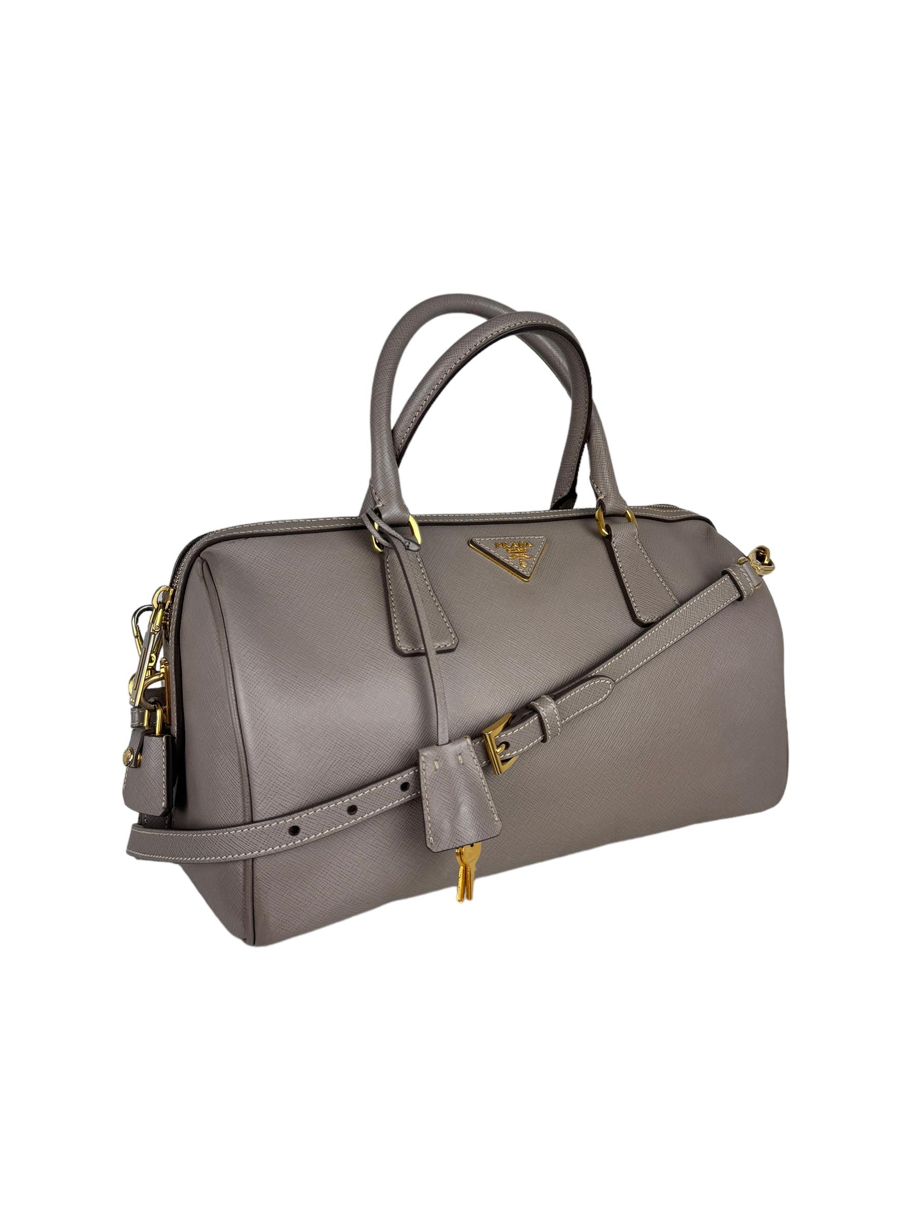 PRADA ARGILLA SAFFIANO LUX BOSTON BAG