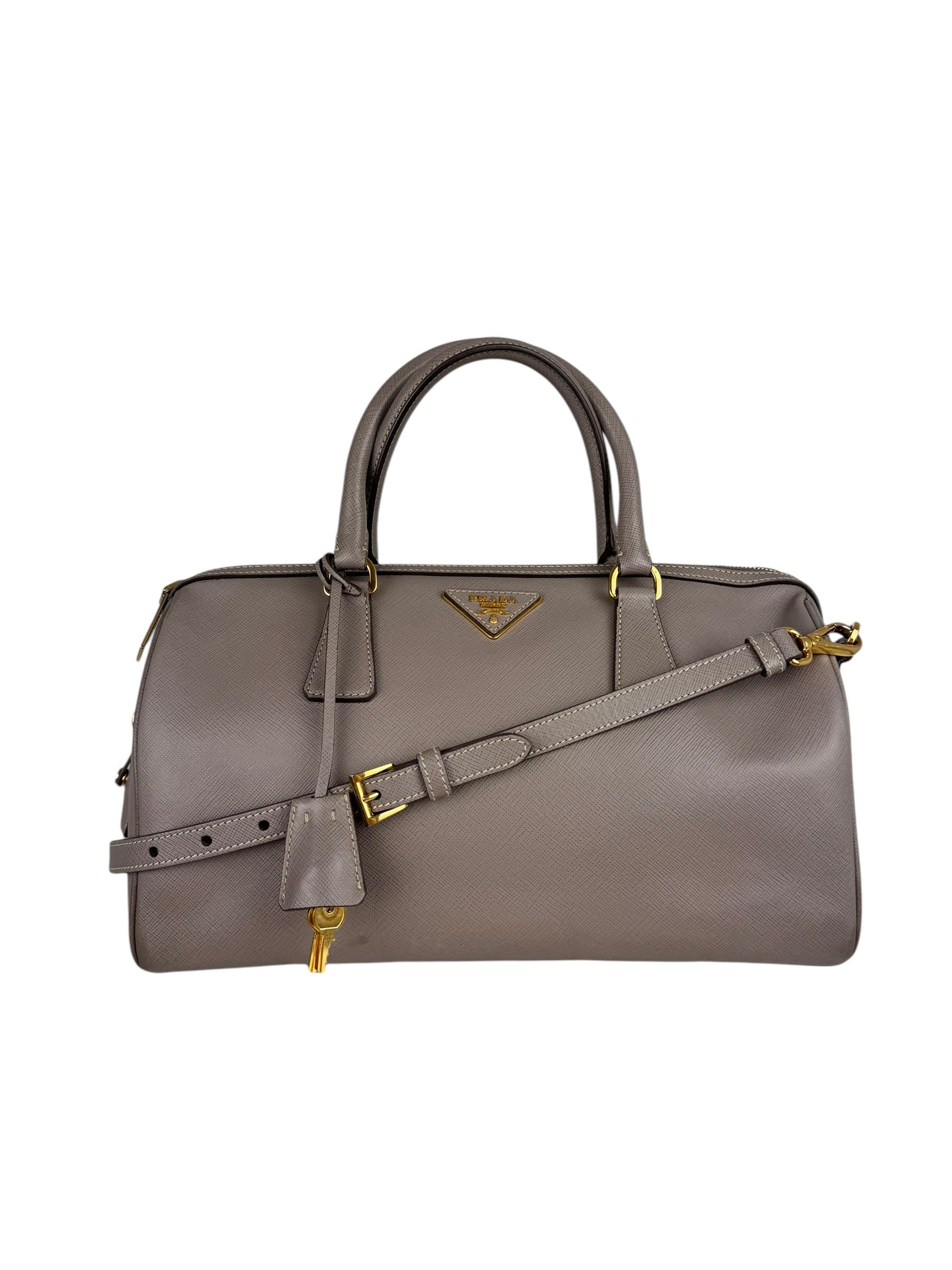 PRADA ARGILLA SAFFIANO LUX BOSTON BAG