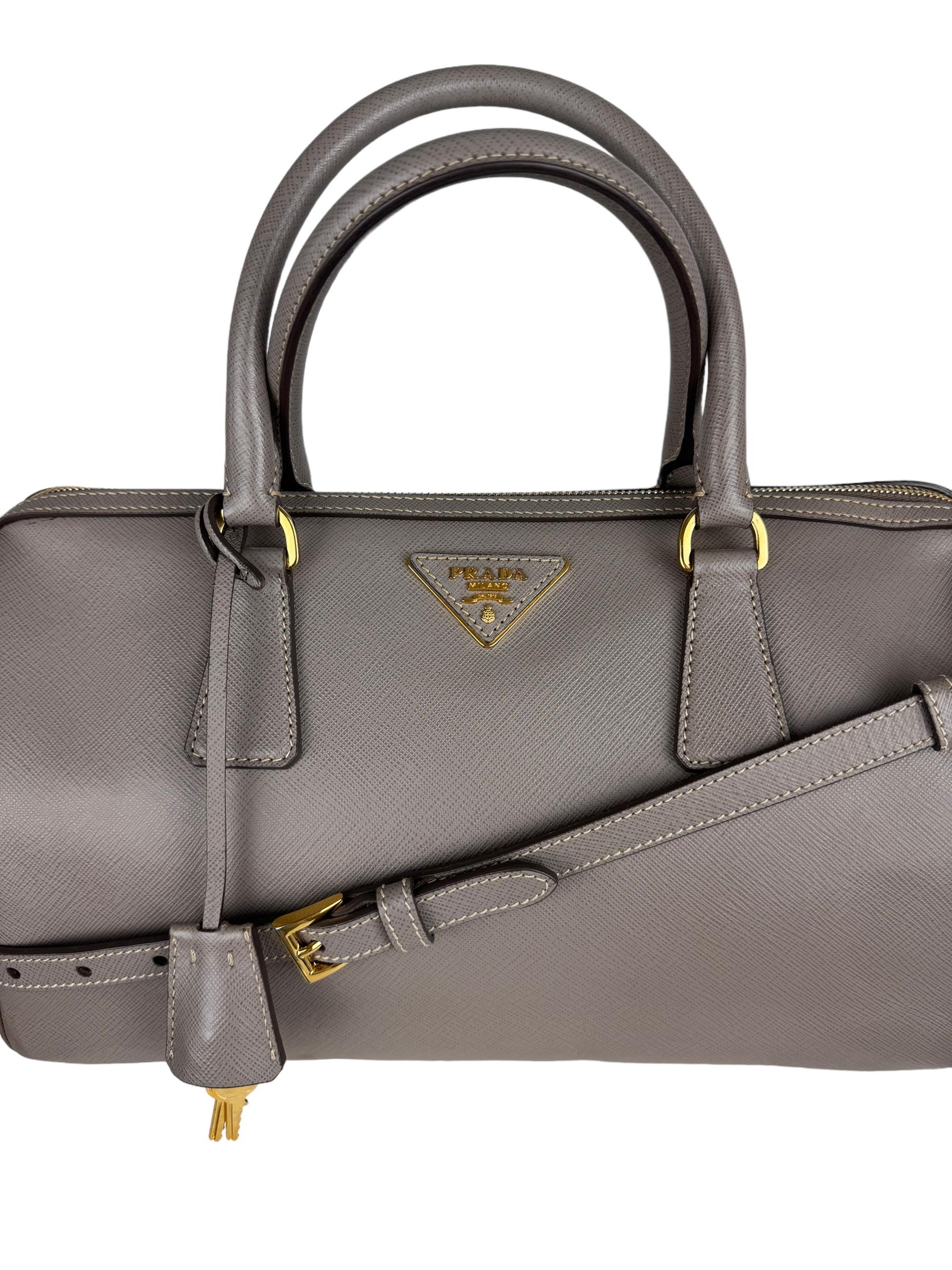 PRADA ARGILLA SAFFIANO LUX BOSTON BAG