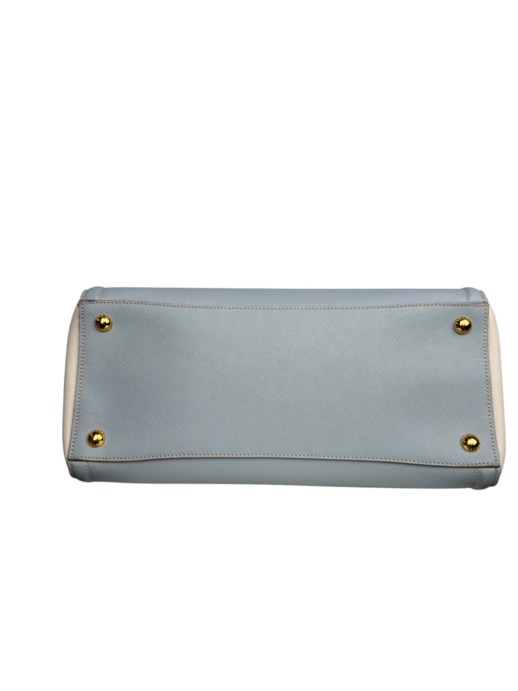 PRADA BABY BLUE SAFFIANO LEATHER GALLERIA BAG 