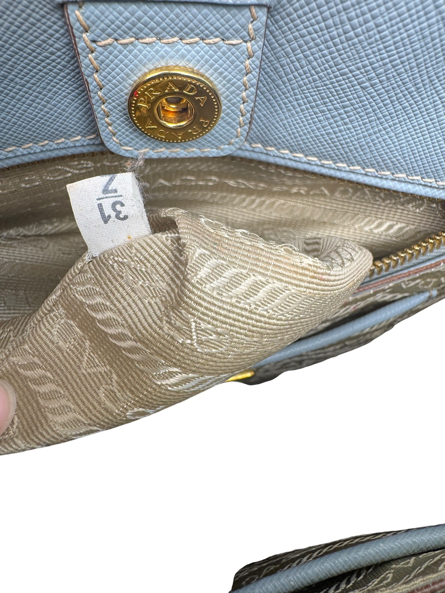 PRADA BABY BLUE SAFFIANO LEATHER GALLERIA BAG 