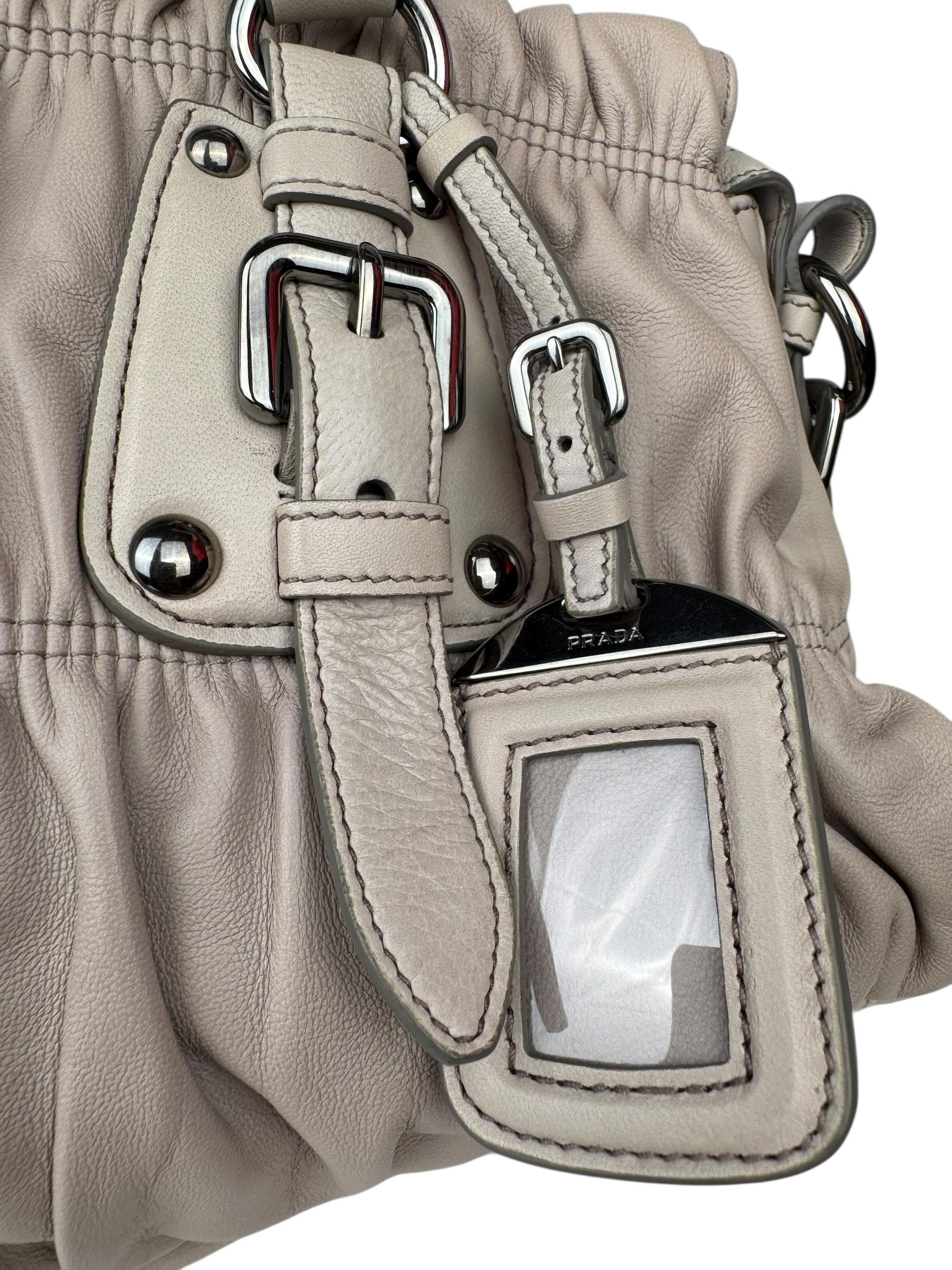 PRADA BEIGE NAPPA GAUFRE TOTE BAG