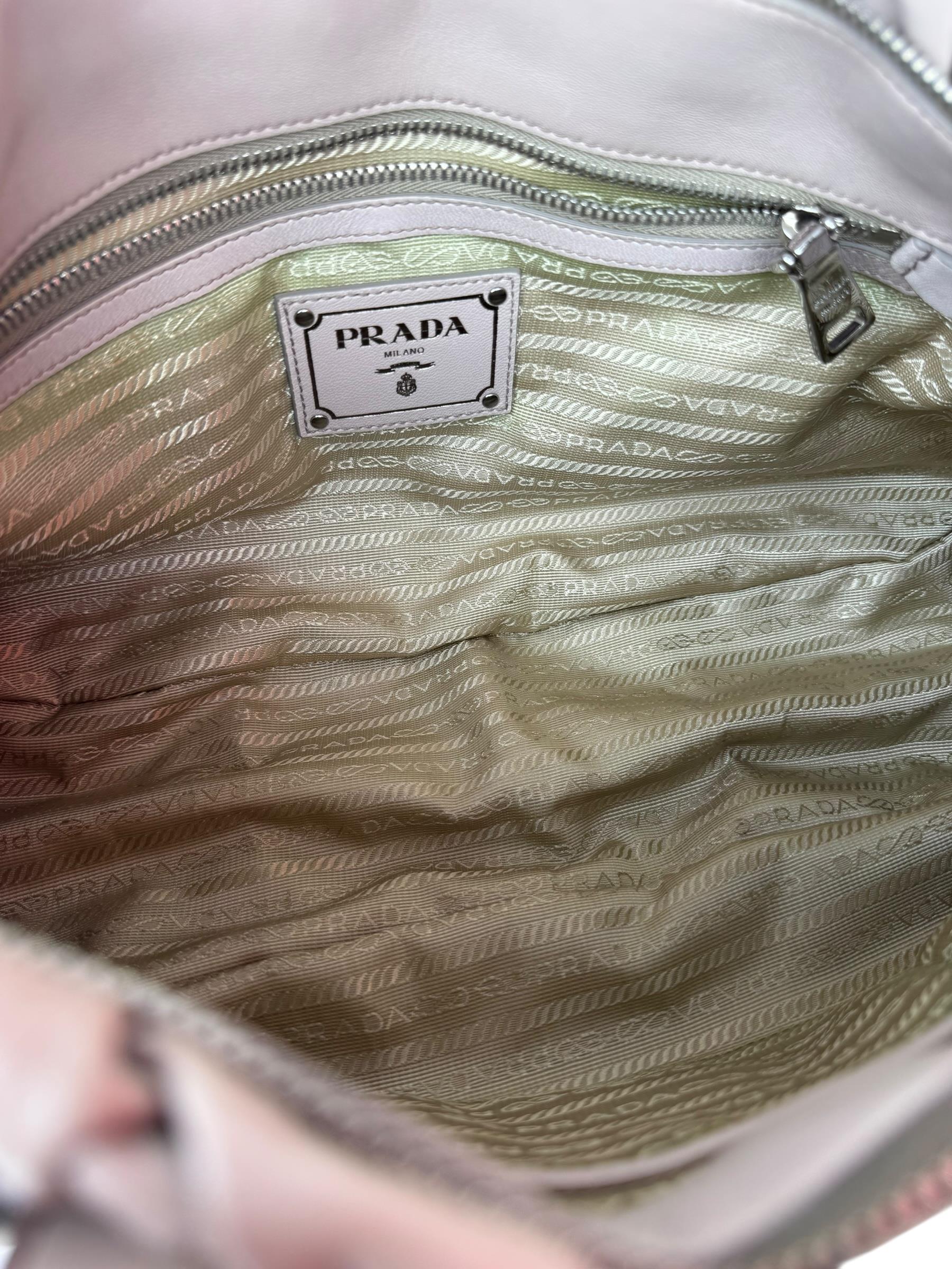PRADA BEIGE NAPPA GAUFRE TOTE BAG
