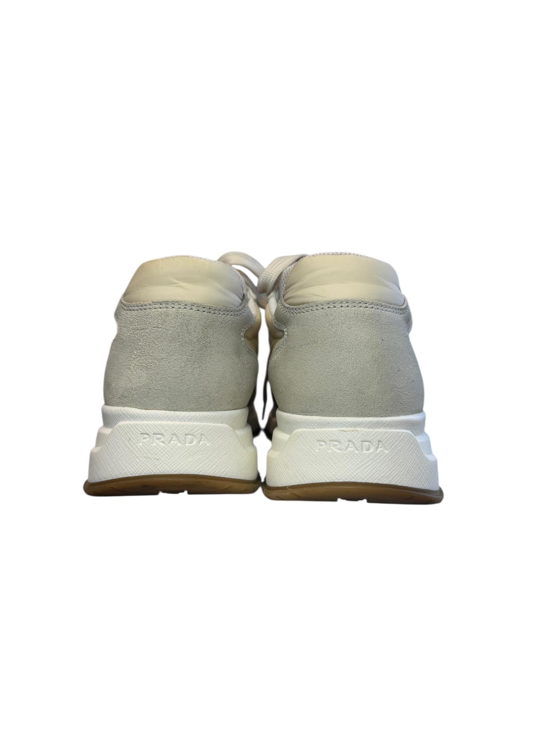 PRADA BEIGE NYLON SUEDE SNEAKERS 