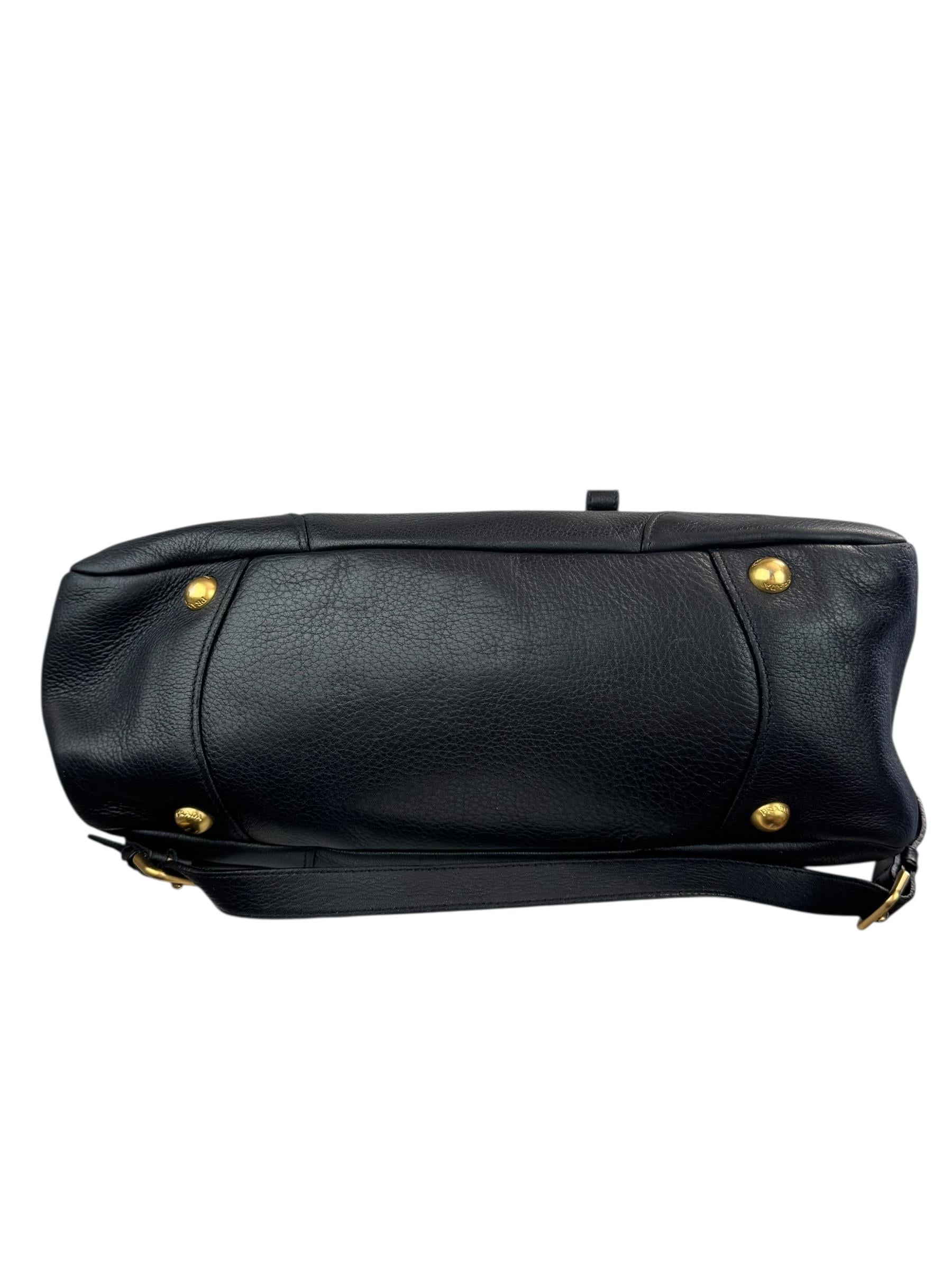 PRADA BLACK LEATHER BOWLING BAG