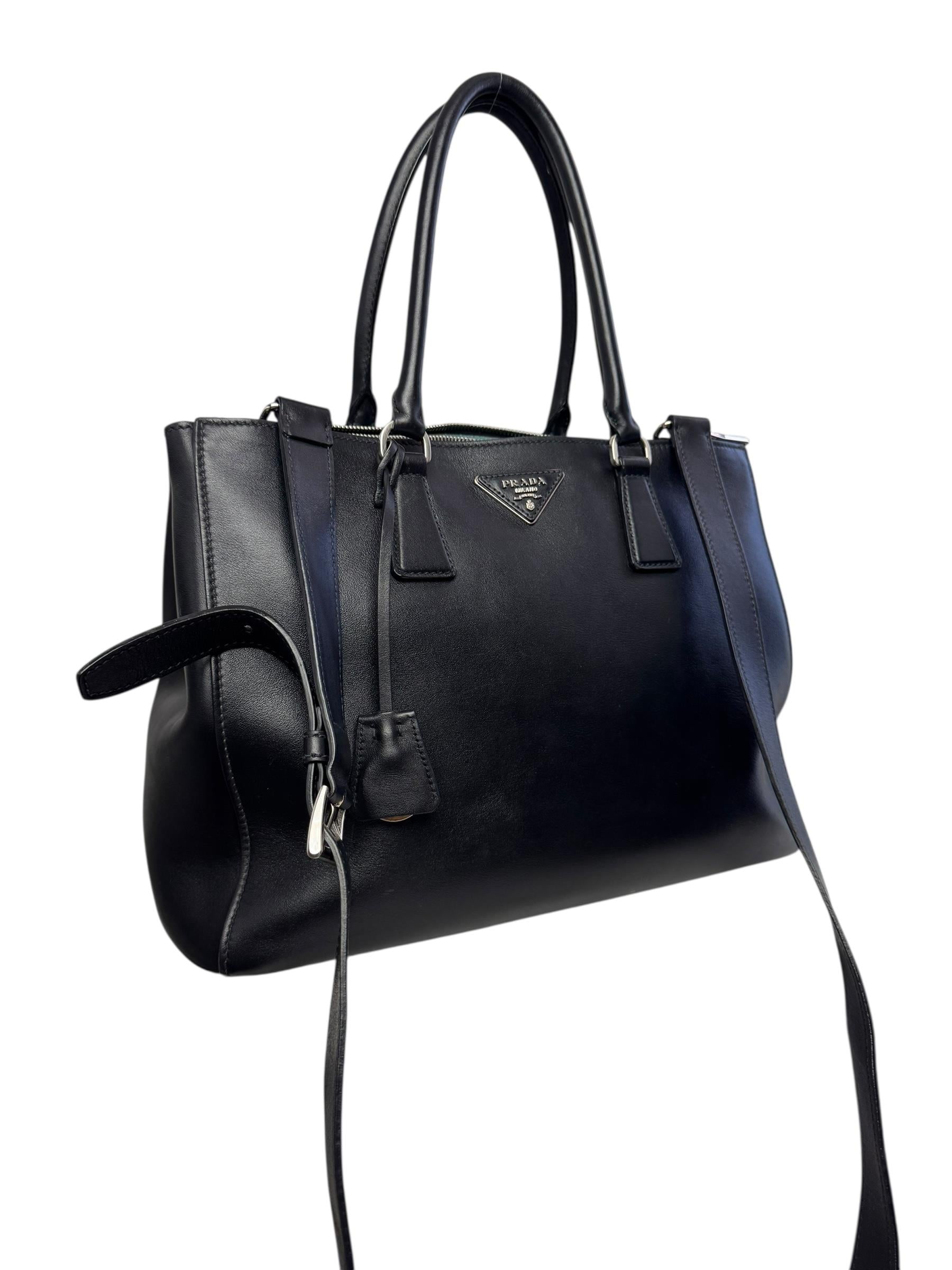 PRADA BLACK LEATHER GALLERIA BAG