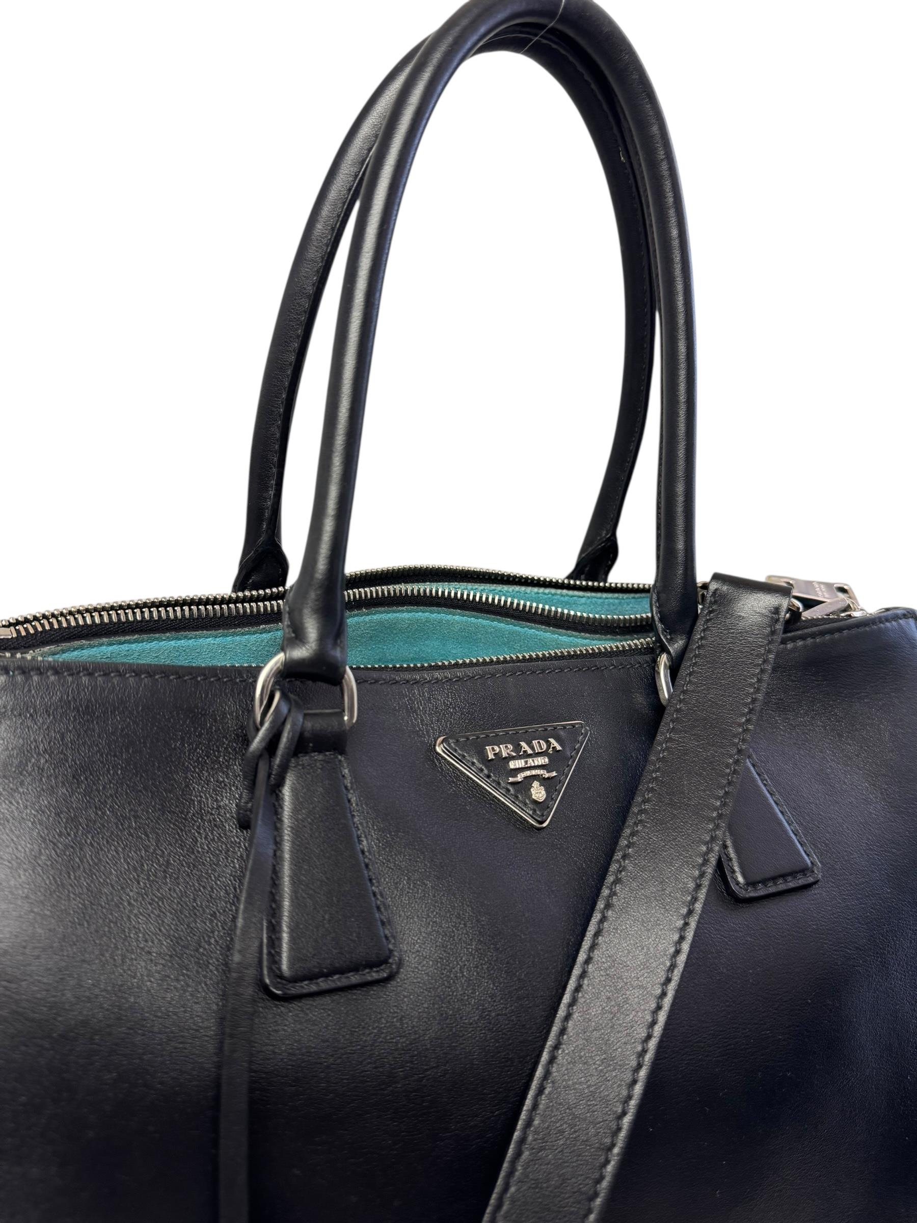 PRADA BLACK LEATHER GALLERIA BAG
