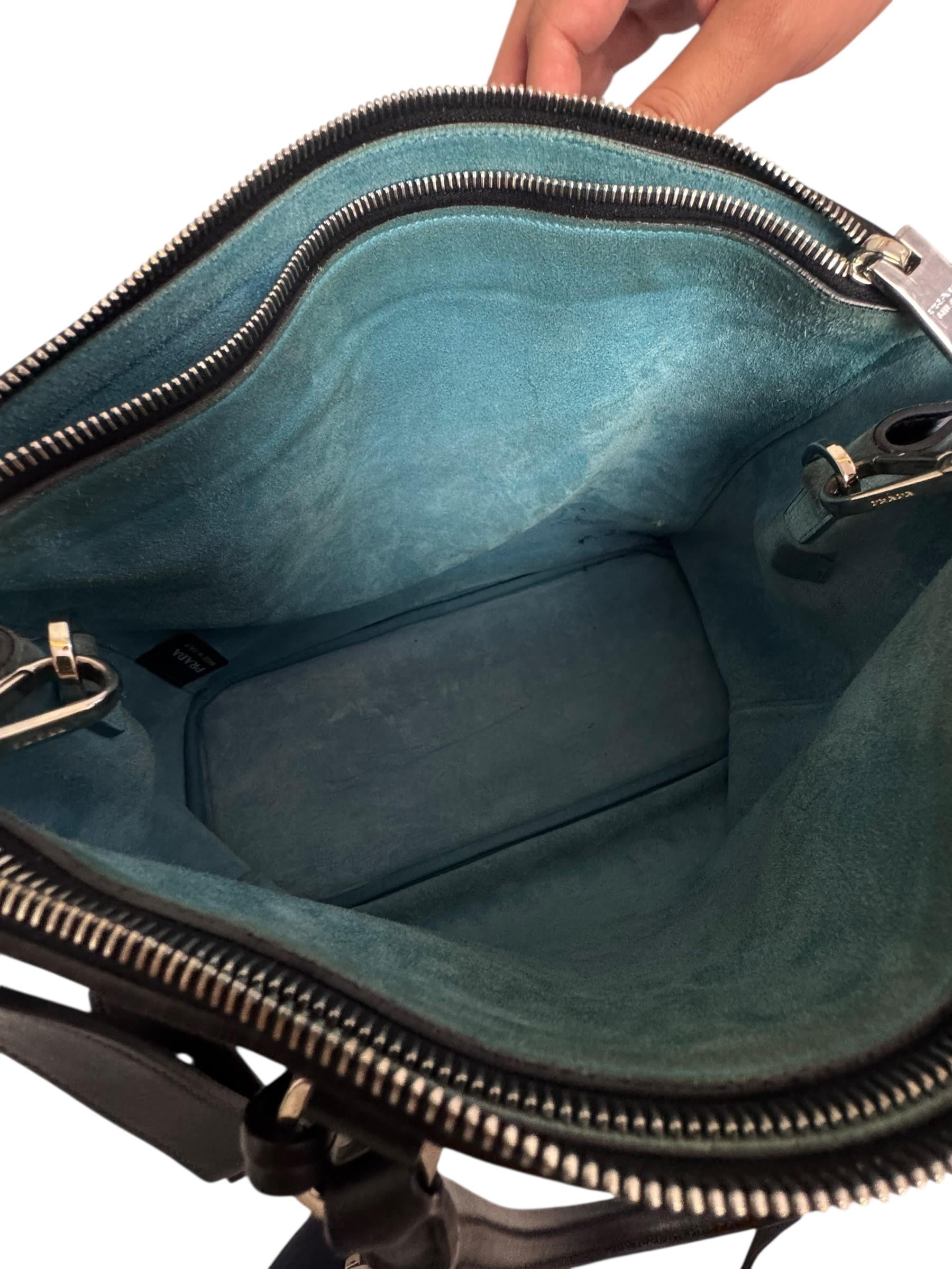 PRADA BLACK LEATHER GALLERIA BAG