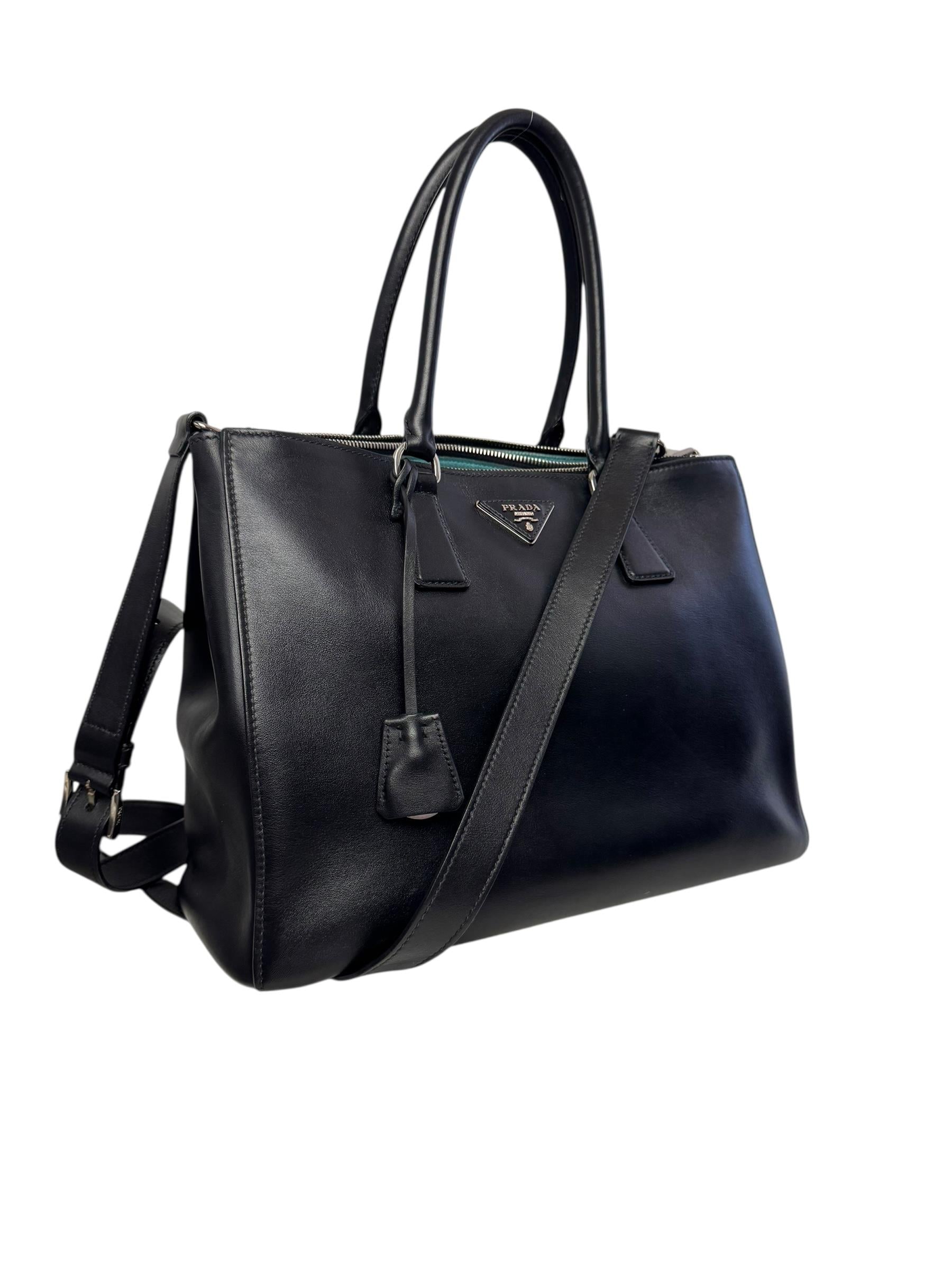 PRADA BLACK LEATHER GALLERIA BAG