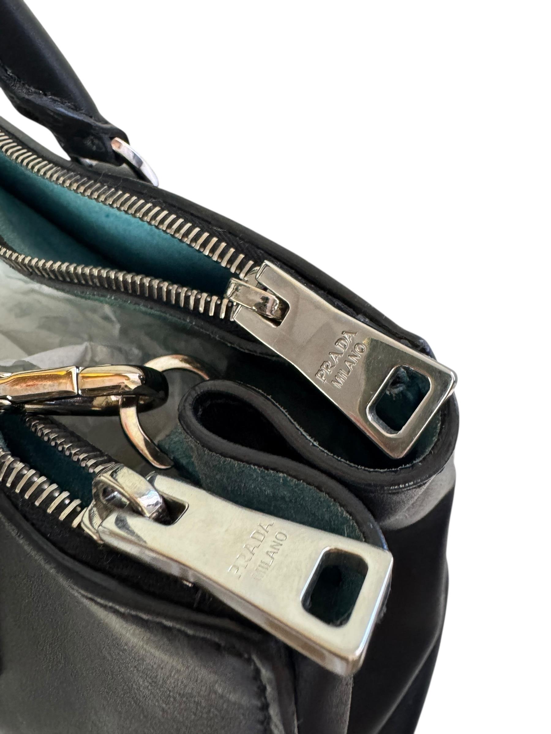 PRADA BLACK LEATHER GALLERIA BAG