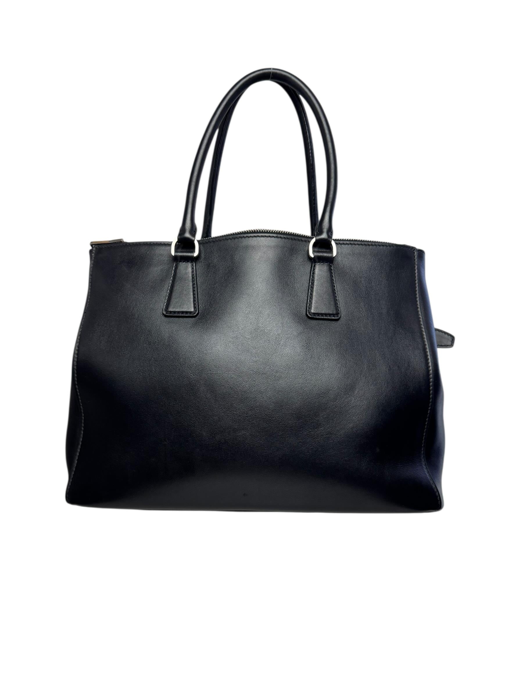 PRADA BLACK LEATHER GALLERIA BAG