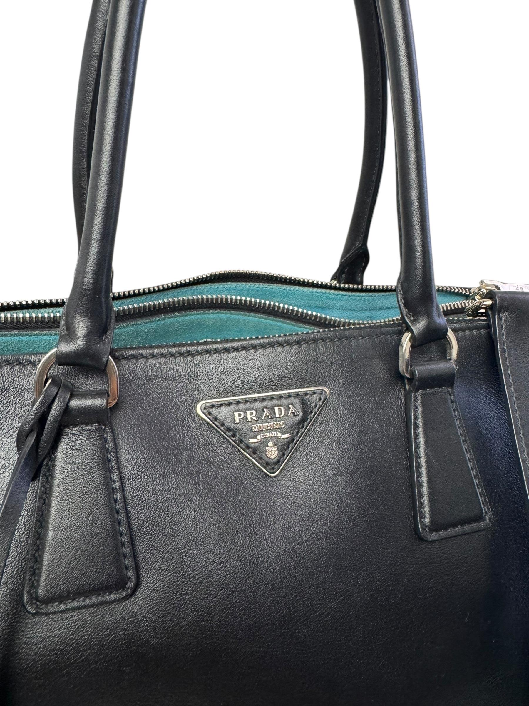 PRADA BLACK LEATHER GALLERIA BAG