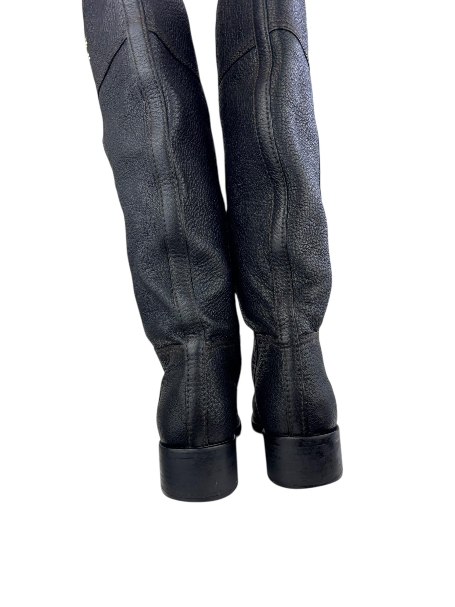 PRADA BLACK LEATHER KNEE HIGE BOOTS