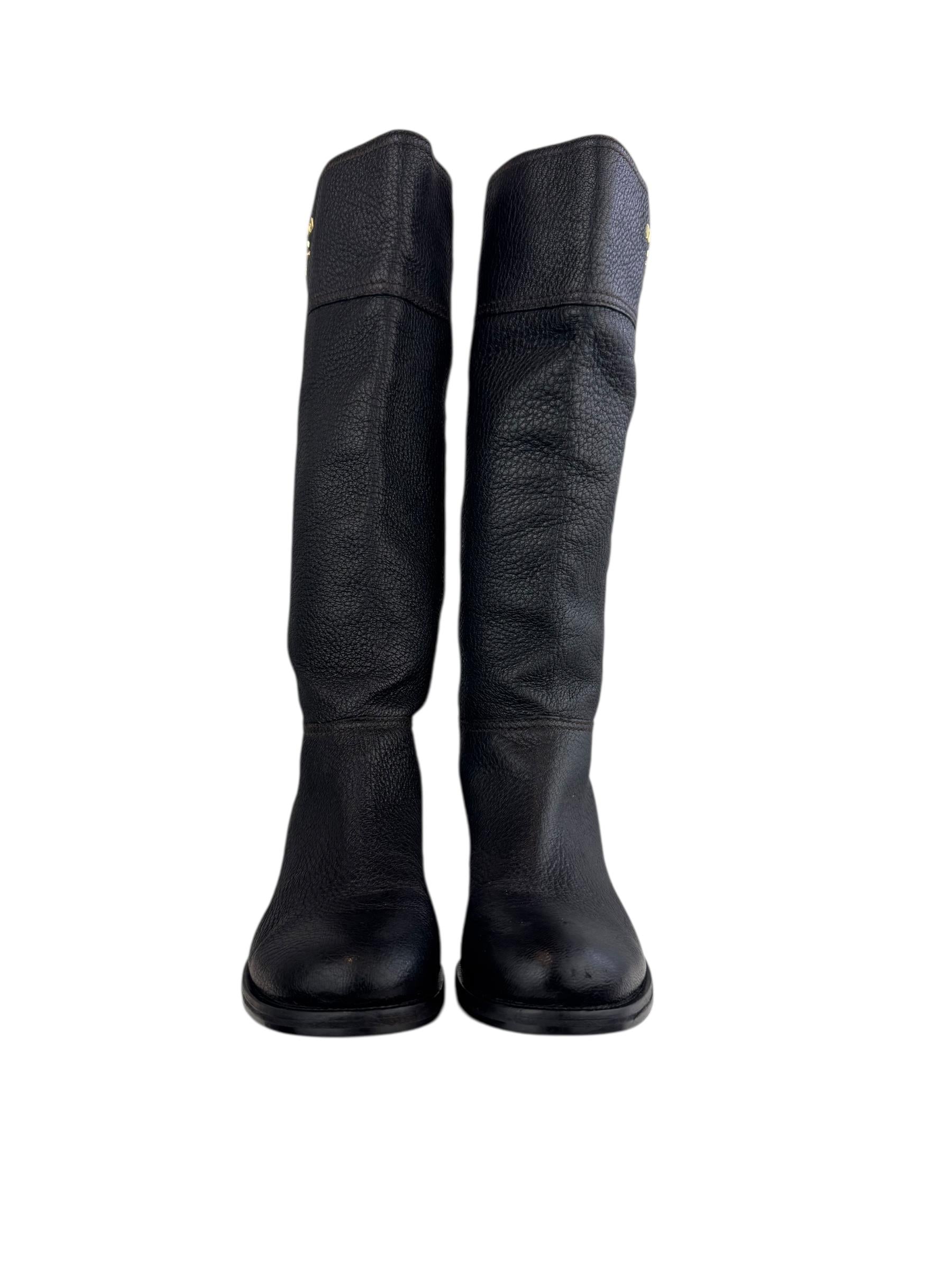 PRADA BLACK LEATHER KNEE HIGE BOOTS