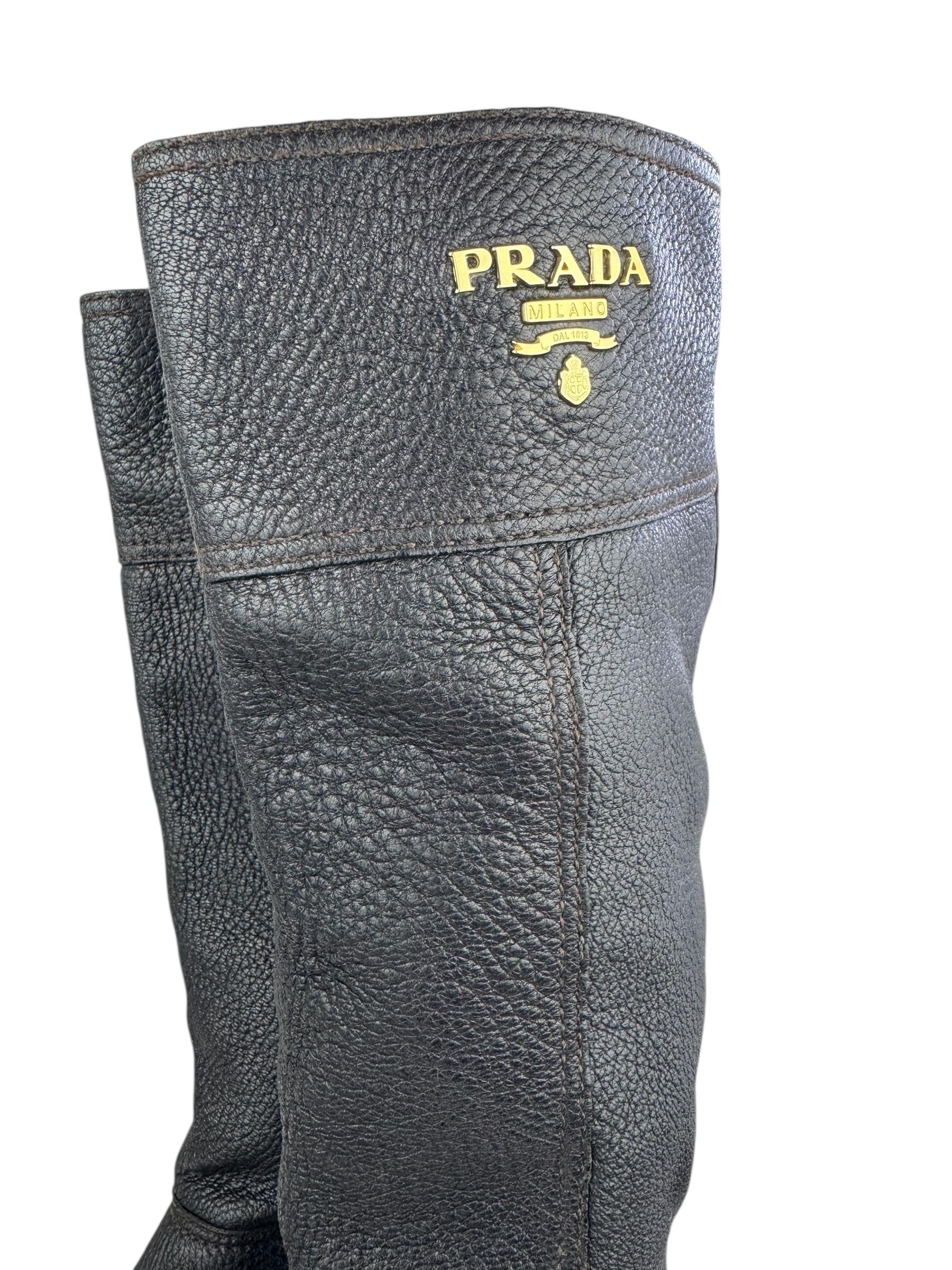 PRADA BLACK LEATHER KNEE HIGE BOOTS
