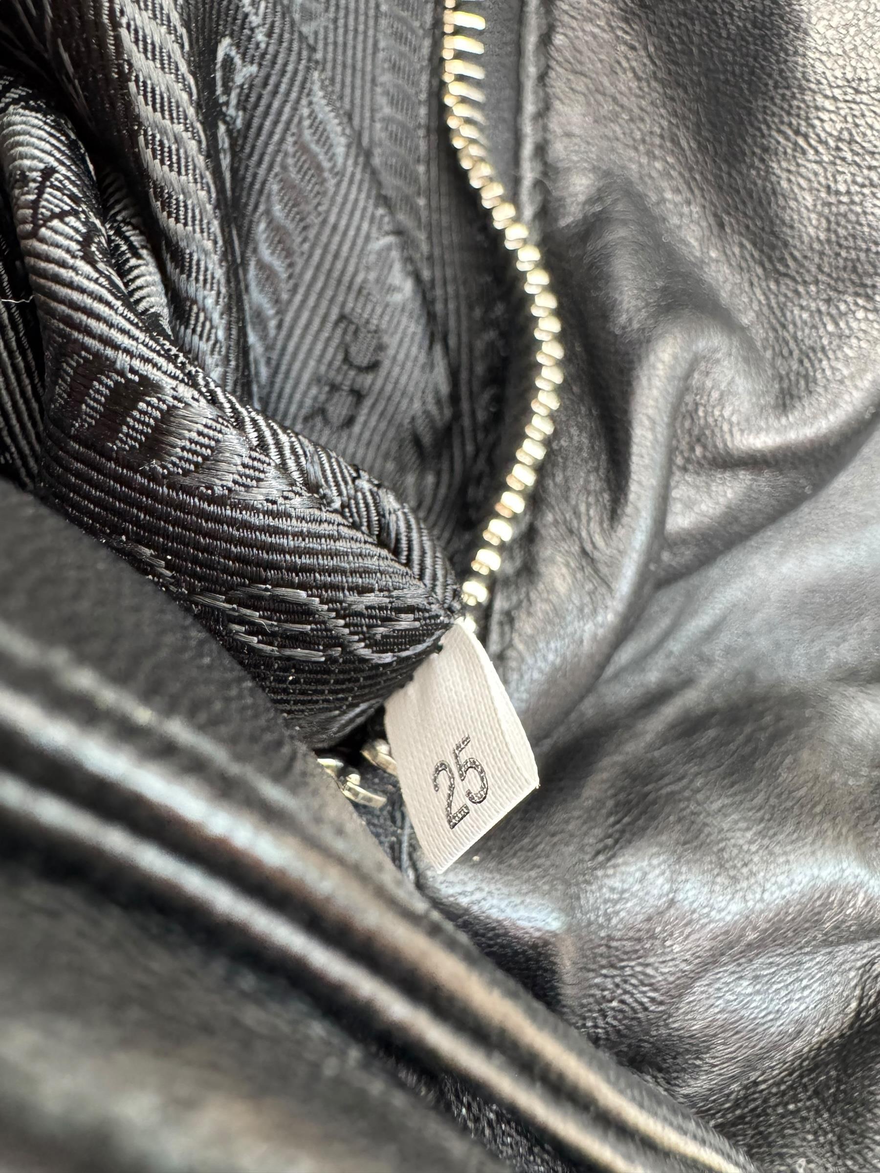 PRADA BLACK LEATHER LACE SHOULDER BAG