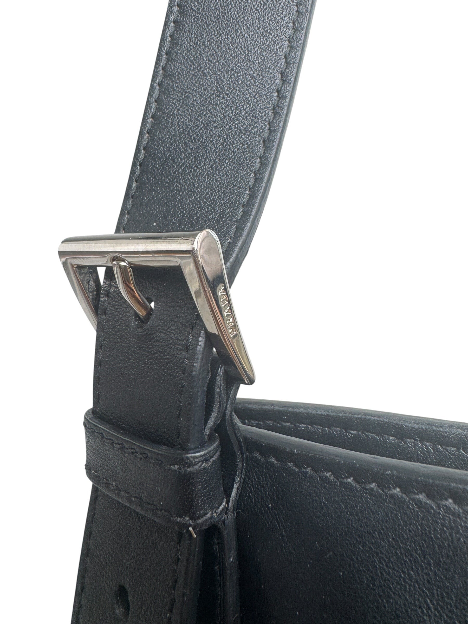 PRADA BLACK LEATHER MESSENGER BAG