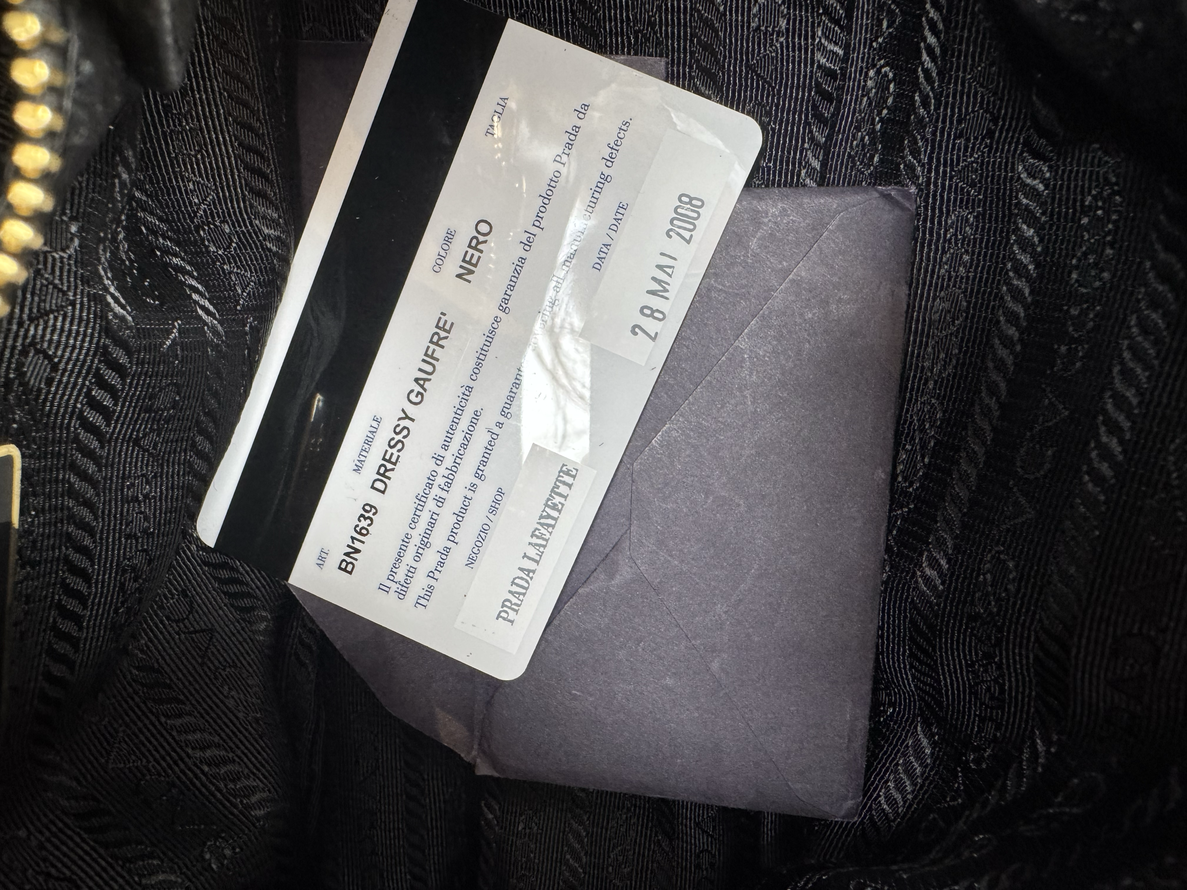 PRADA BLACK NAPPA GAUFRE FLAP BAG