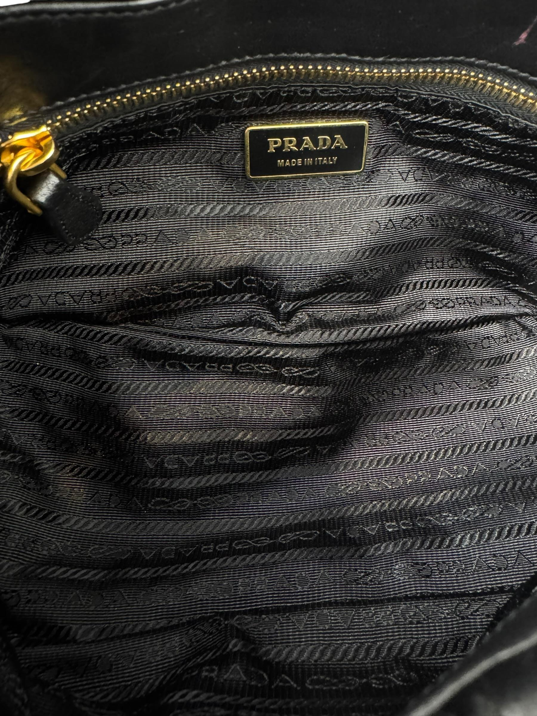 PRADA BLACK NAPPA GAUFRE FLAP BAG