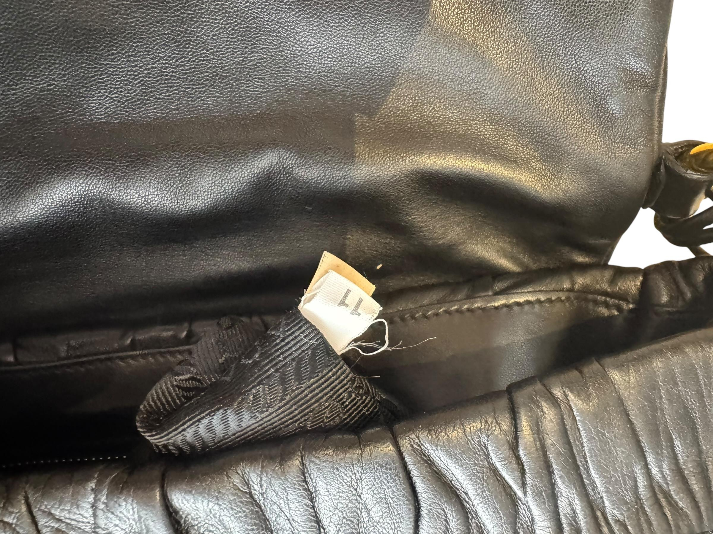 PRADA BLACK NAPPA GAUFRE FLAP BAG