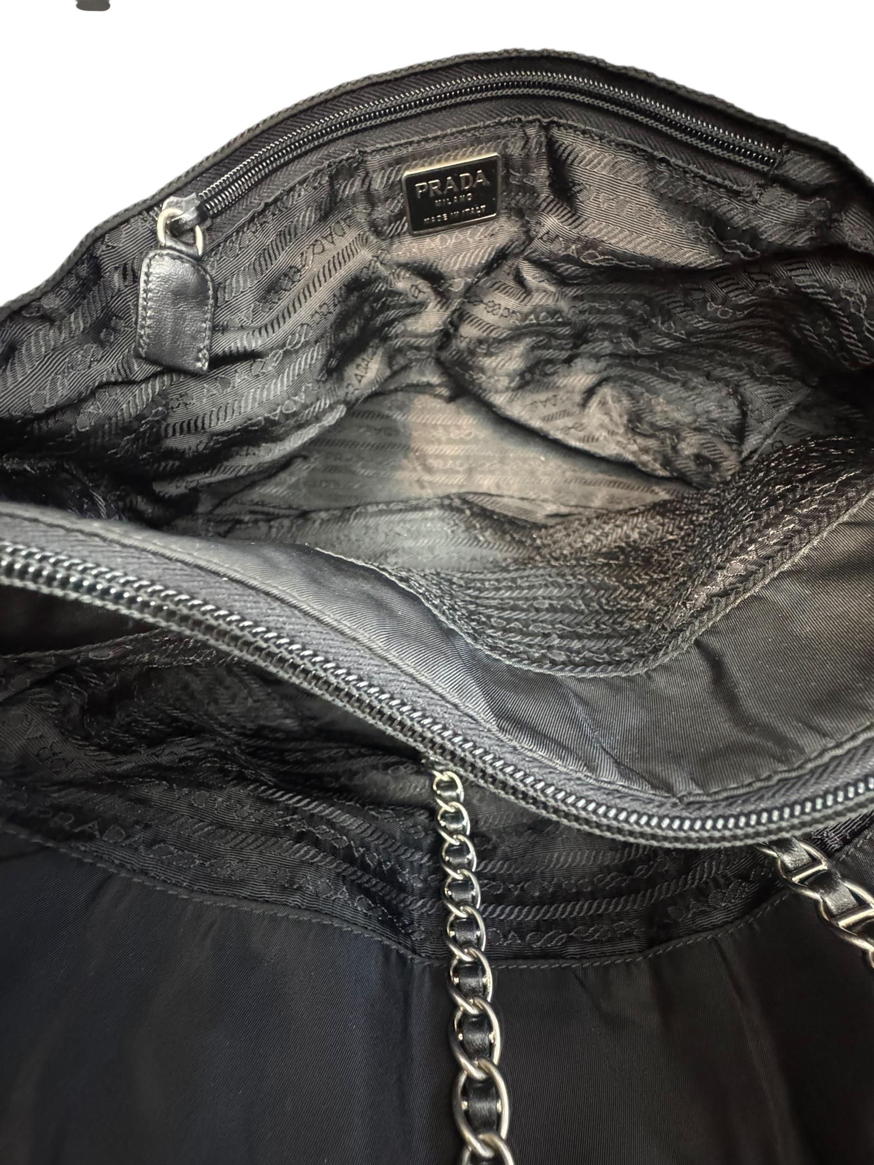 PRADA BLACK NYLON TOTE BAG