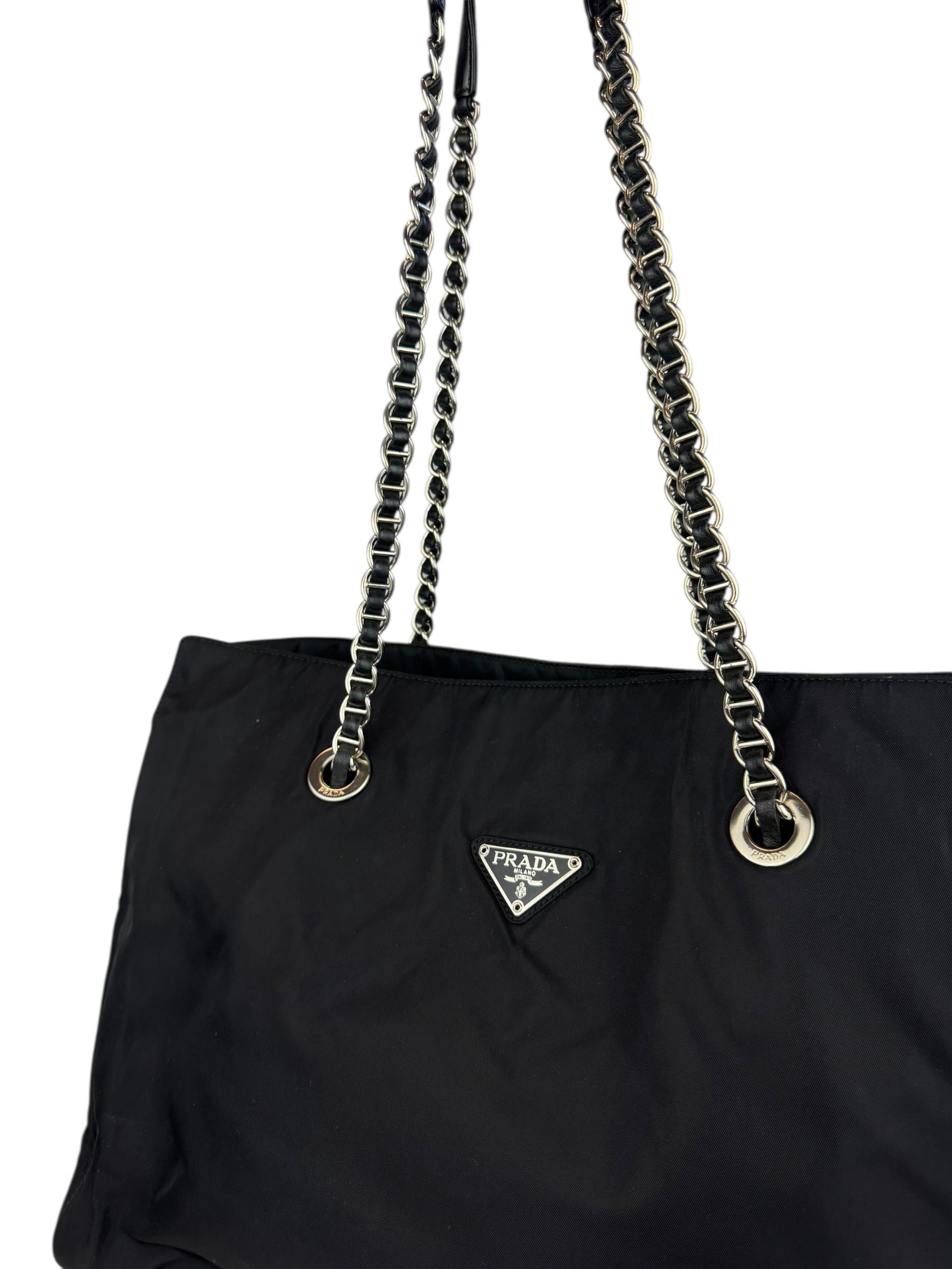 PRADA BLACK NYLON TOTE BAG