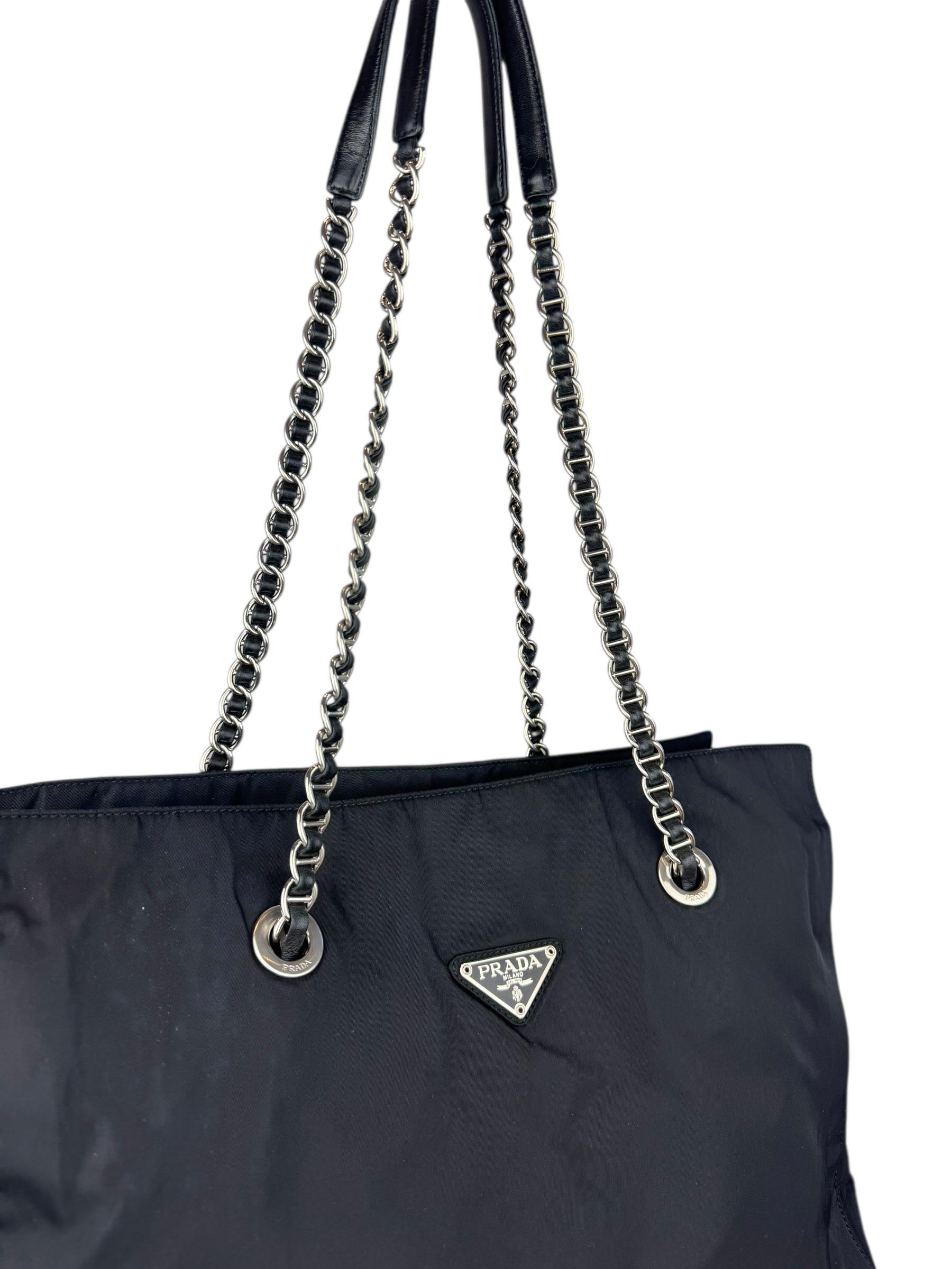 PRADA BLACK NYLON TOTE BAG