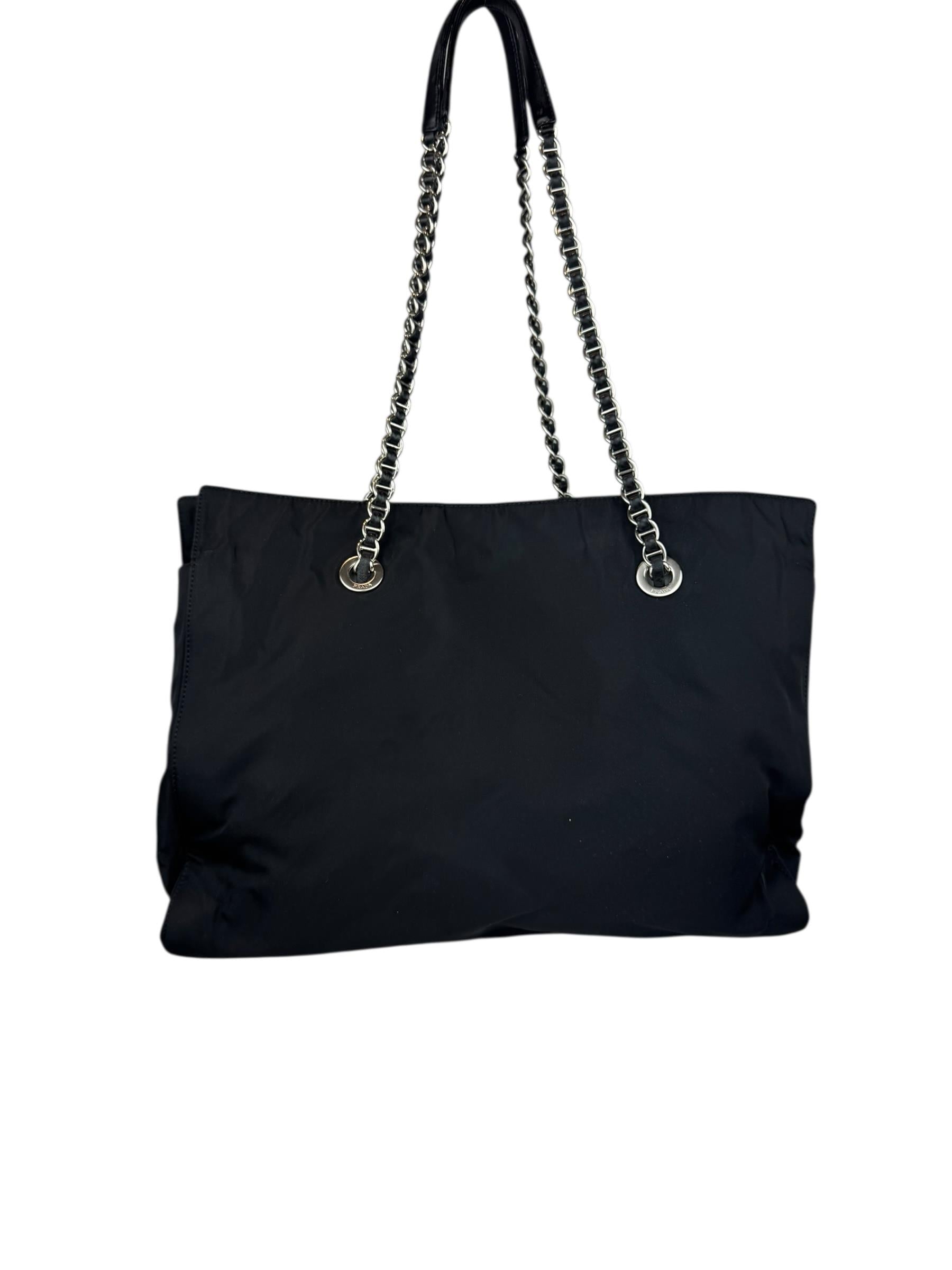 PRADA BLACK NYLON TOTE BAG